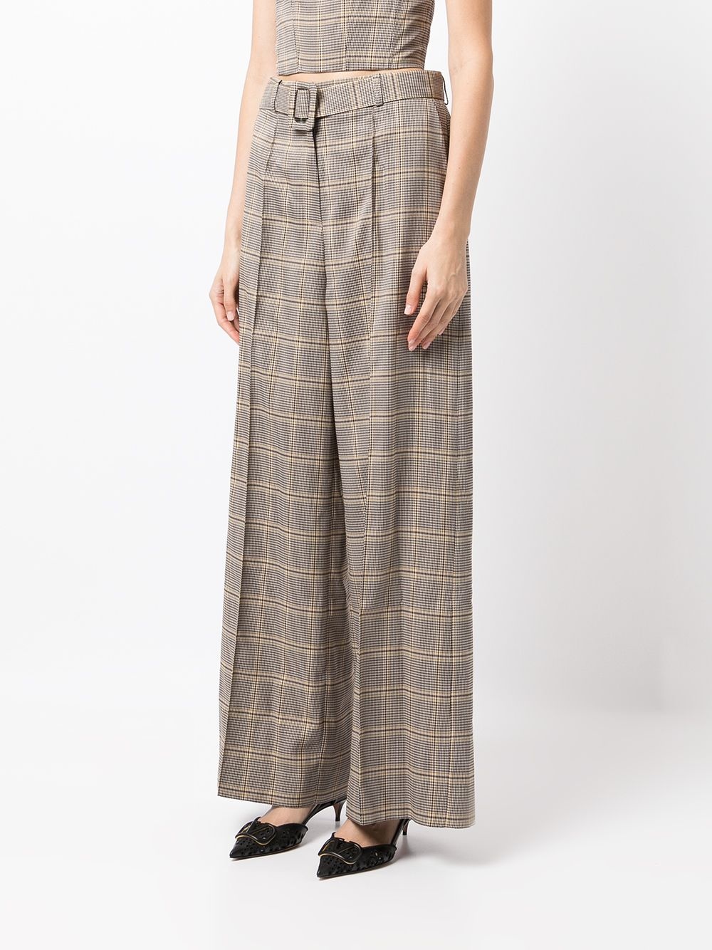 houndstooth belted waist trousers - 3