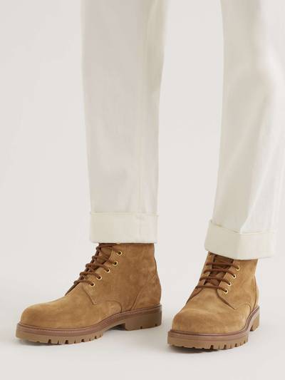Brunello Cucinelli Perforated Leather-Trimmed Suede Boots outlook