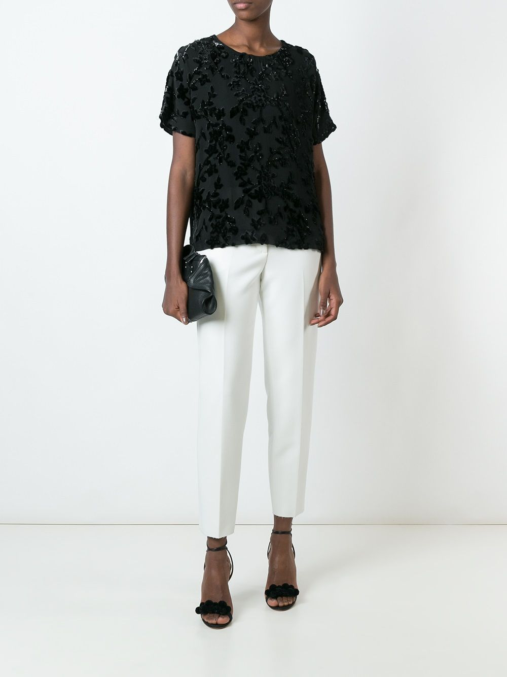 velvet appliqué detail blouse - 2