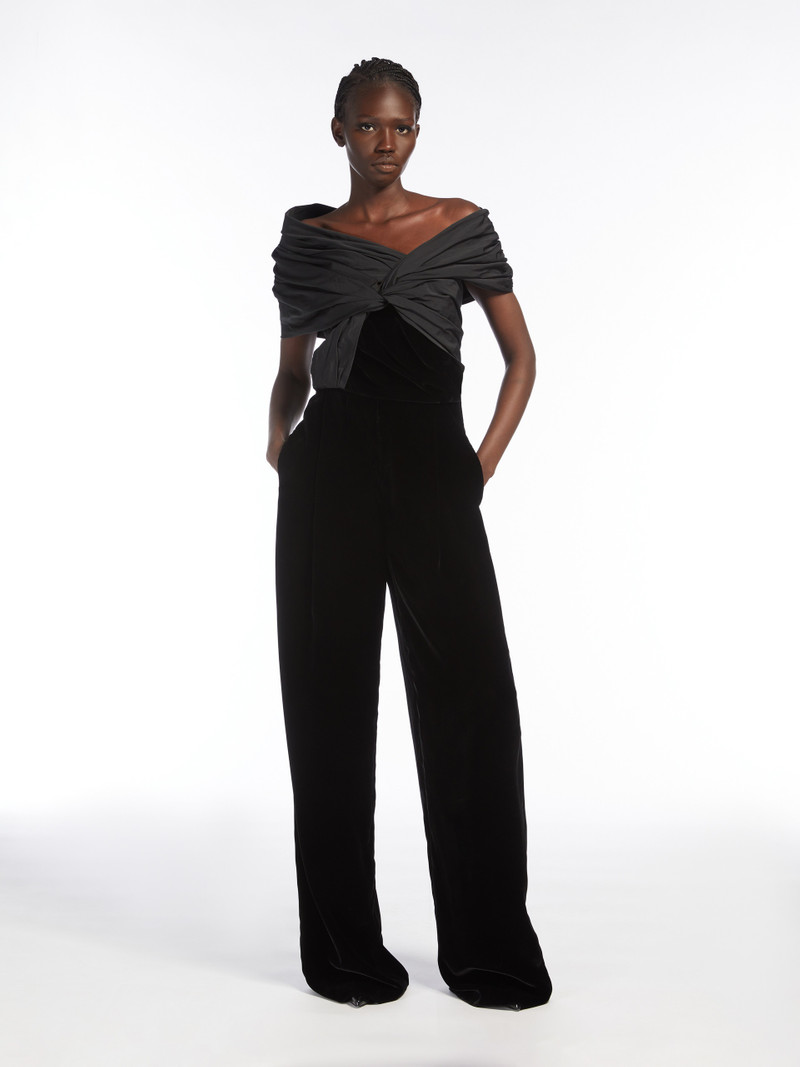 Max Mara LUIGI Micro-faille and velvet jumpsuit outlook