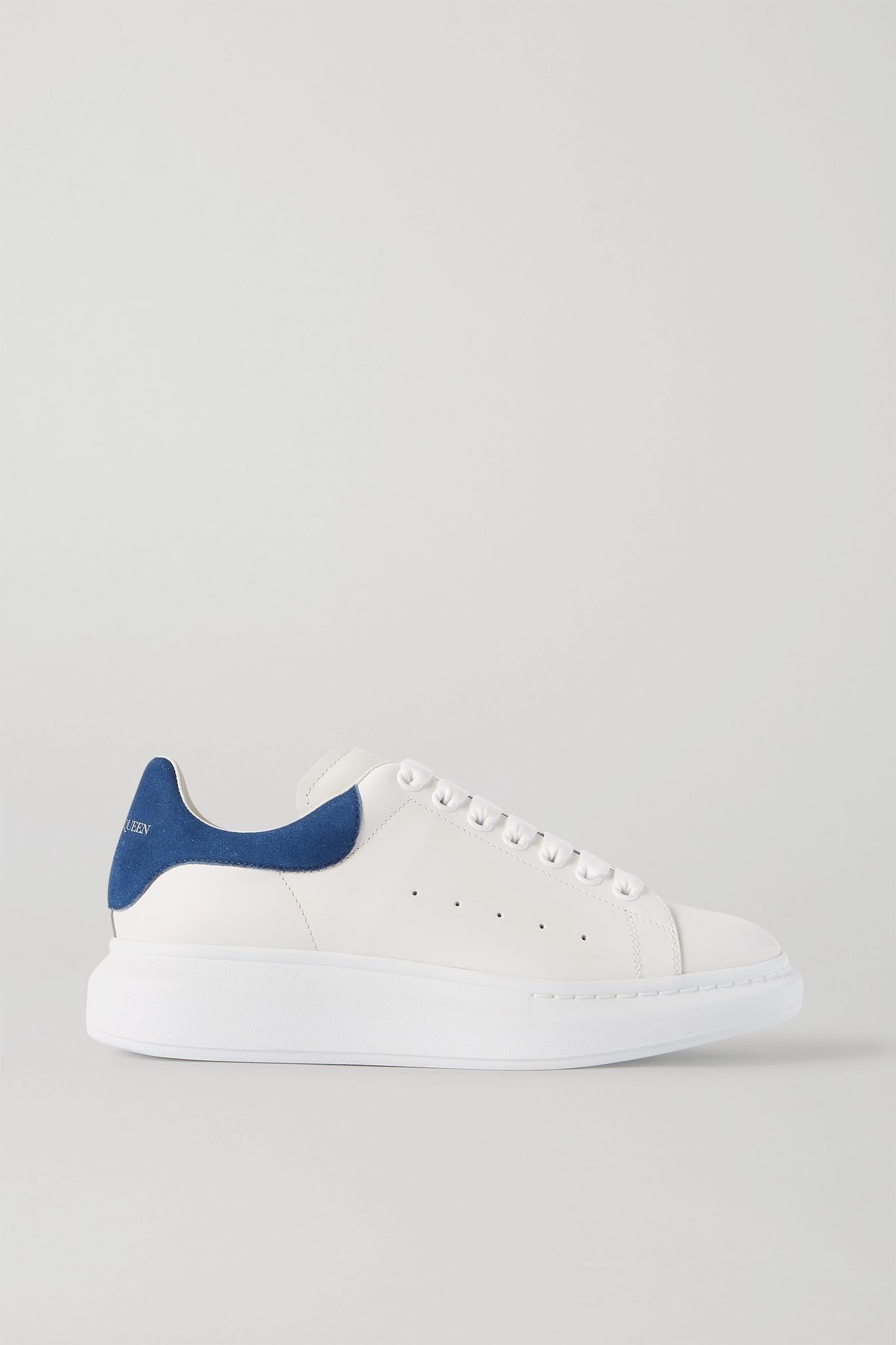 Two-tone suede-trimmed leather exaggerated-sole sneakers - 1