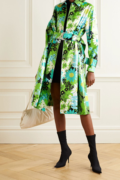 Moncler + 8 Richard Quinn Charlie crystal-embellished floral-print glossed-cotton trench coat outlook