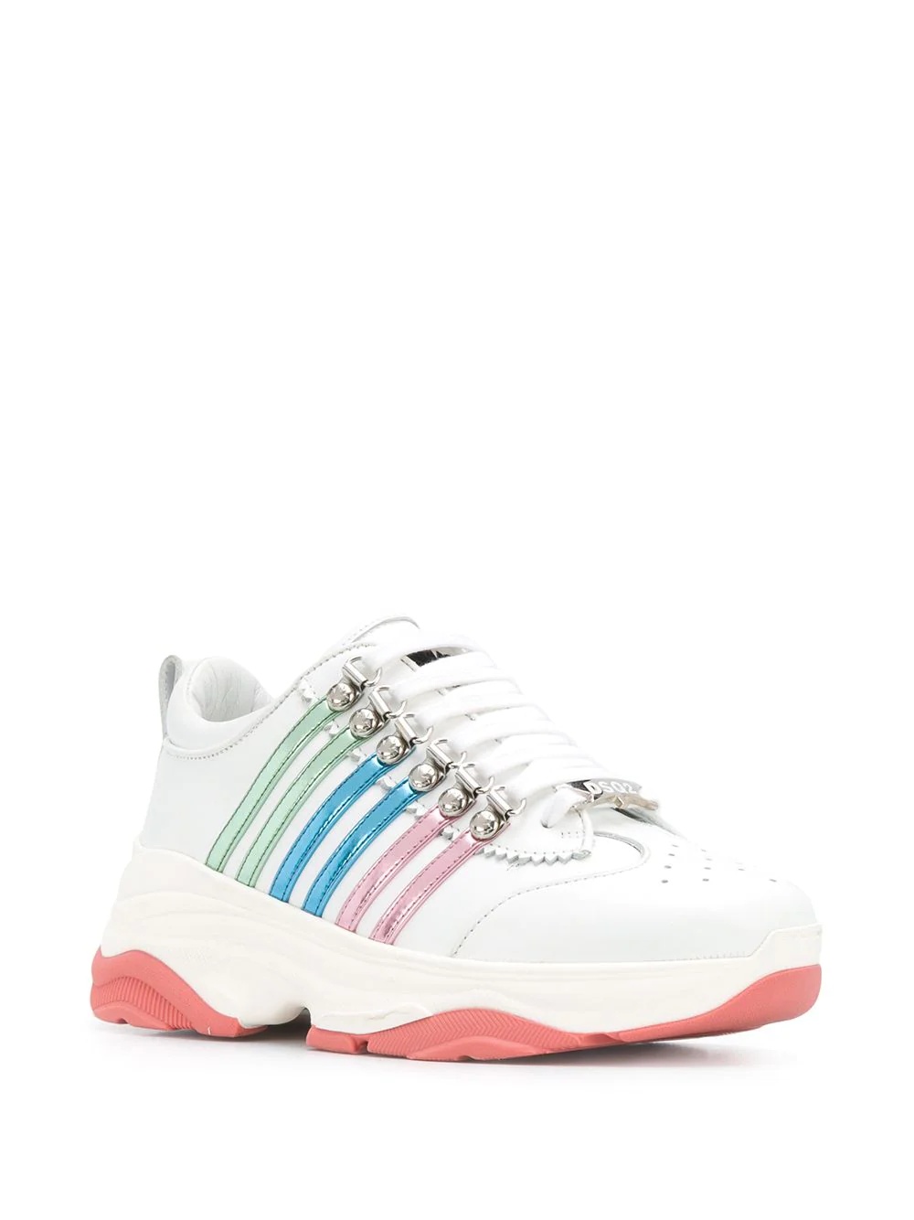 multi-striped low-top chunky trainers - 2