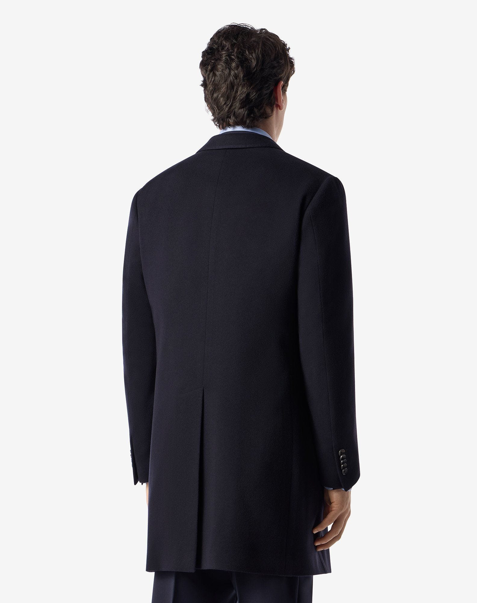 Navy blue super fine wool beaver coat - 3