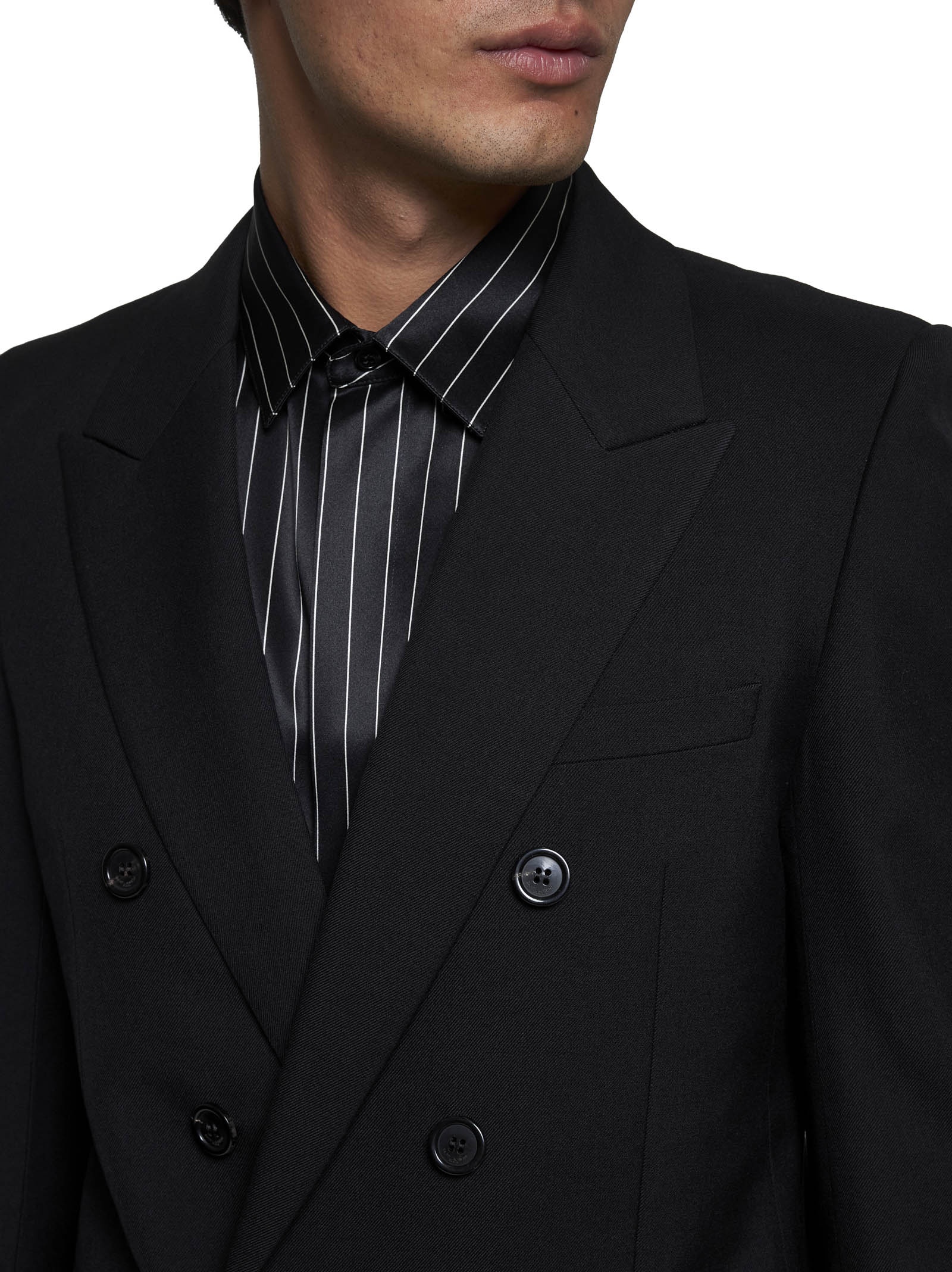 Saint Laurent Men Double-Breasted Wool Blazer - 5