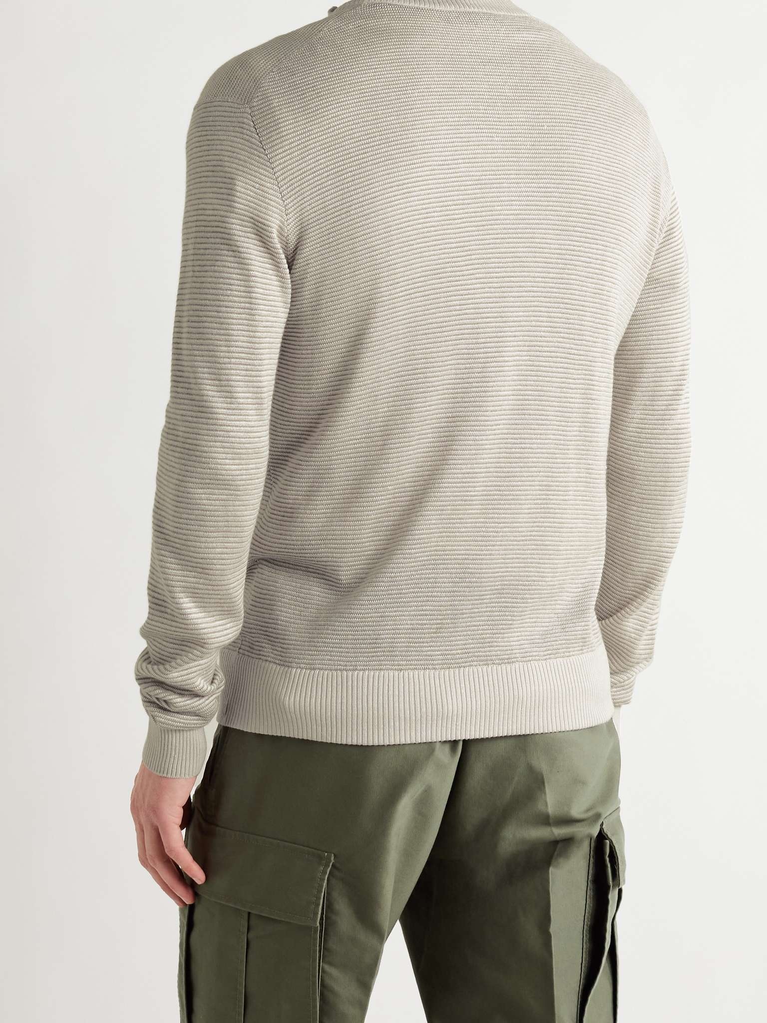 Slim-Fit Ribbed Silk, Cashmere and Linen-Blend Half-Zip Sweater - 4