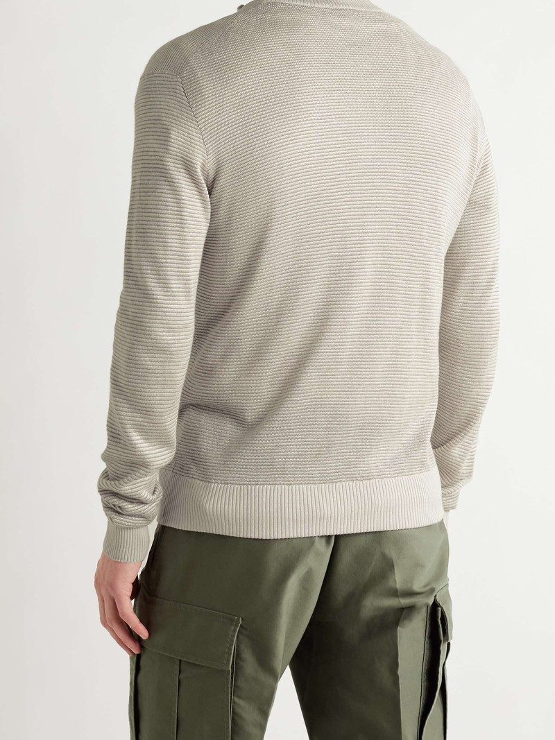 Slim-Fit Ribbed Silk, Cashmere and Linen-Blend Half-Zip Sweater 4