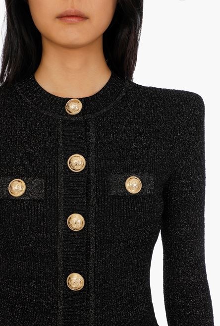 Jacquard metallic knit cardigan with buttons - 6