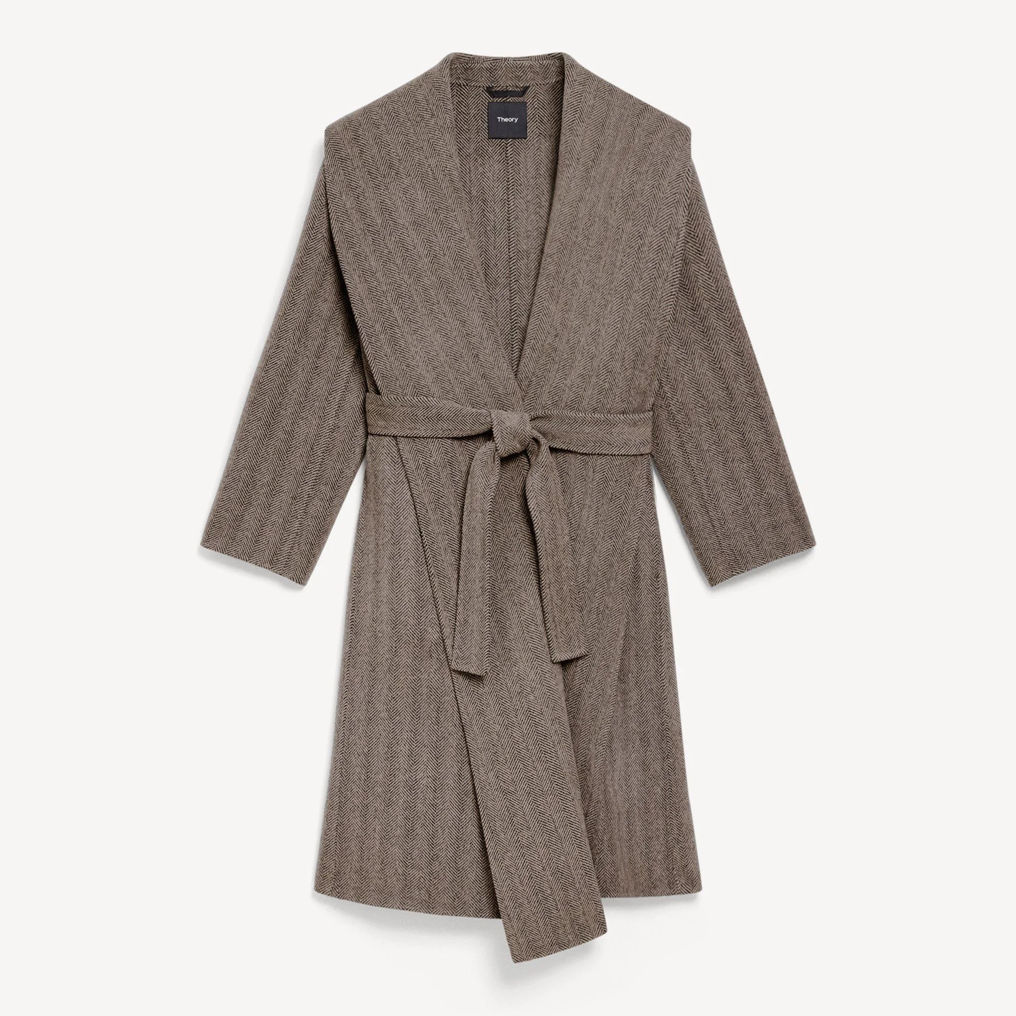 Shawl Collar Coat in Herringbone Double-Face Wool-Cashmere - 1