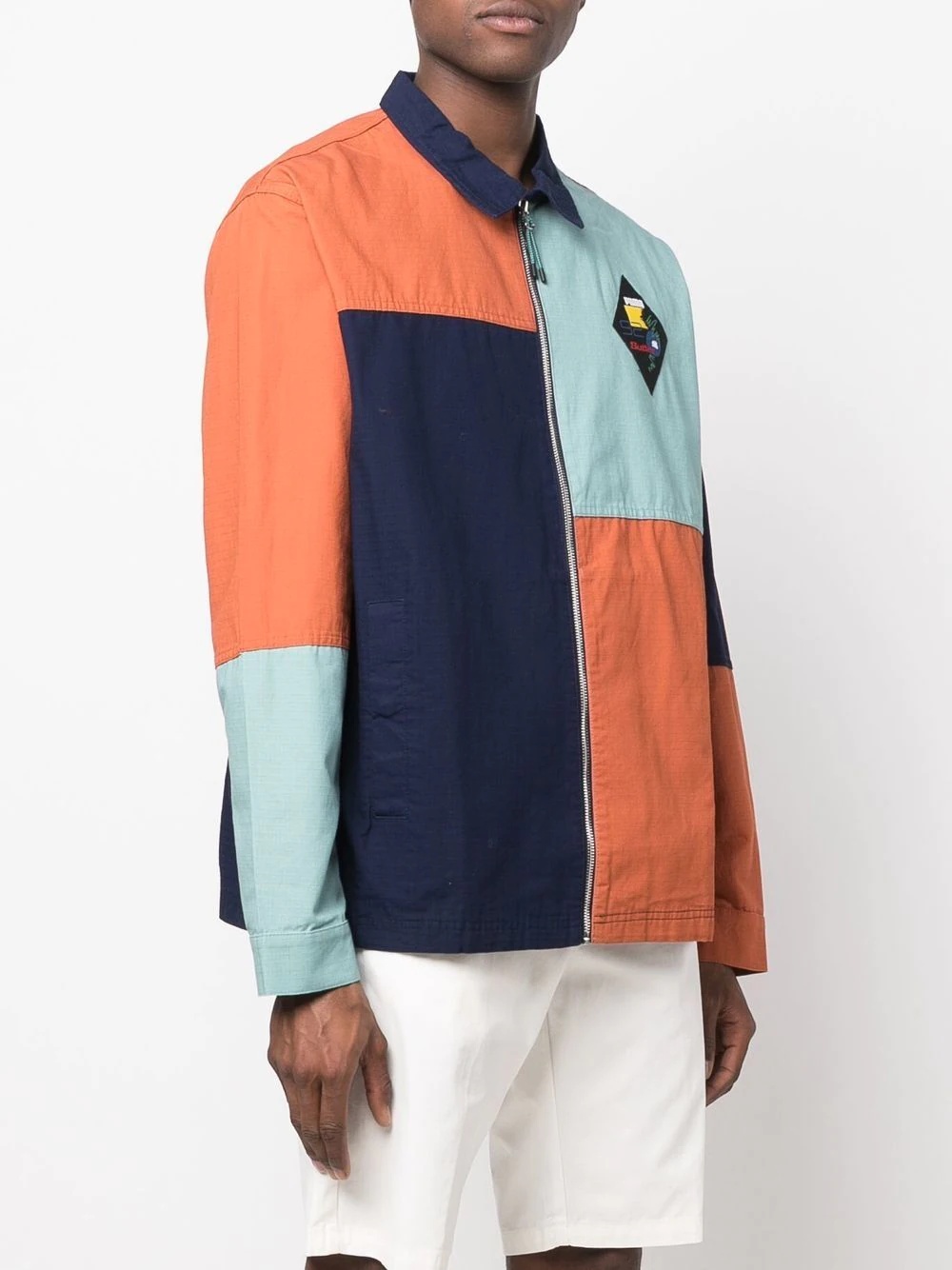 colour-block zipped shirt jacket - 3