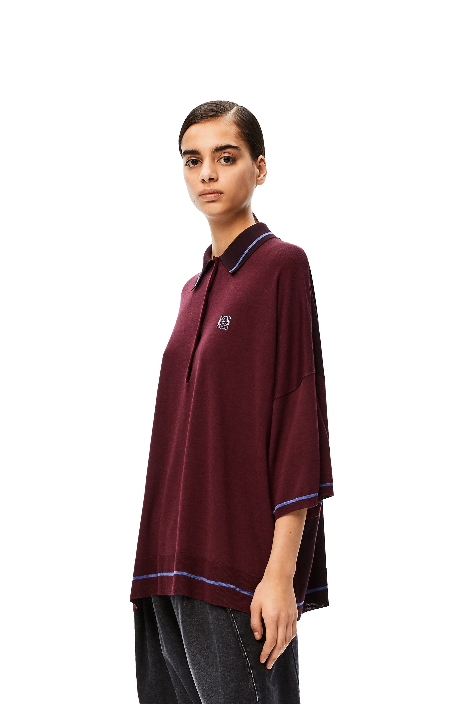 Anagram embroidered polo sweater in wool - 3