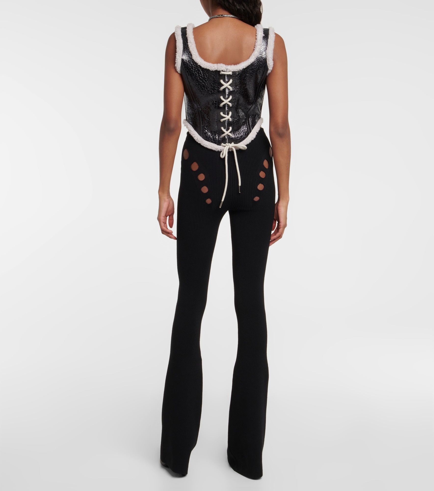 Laminated leather and shearling corset - 3