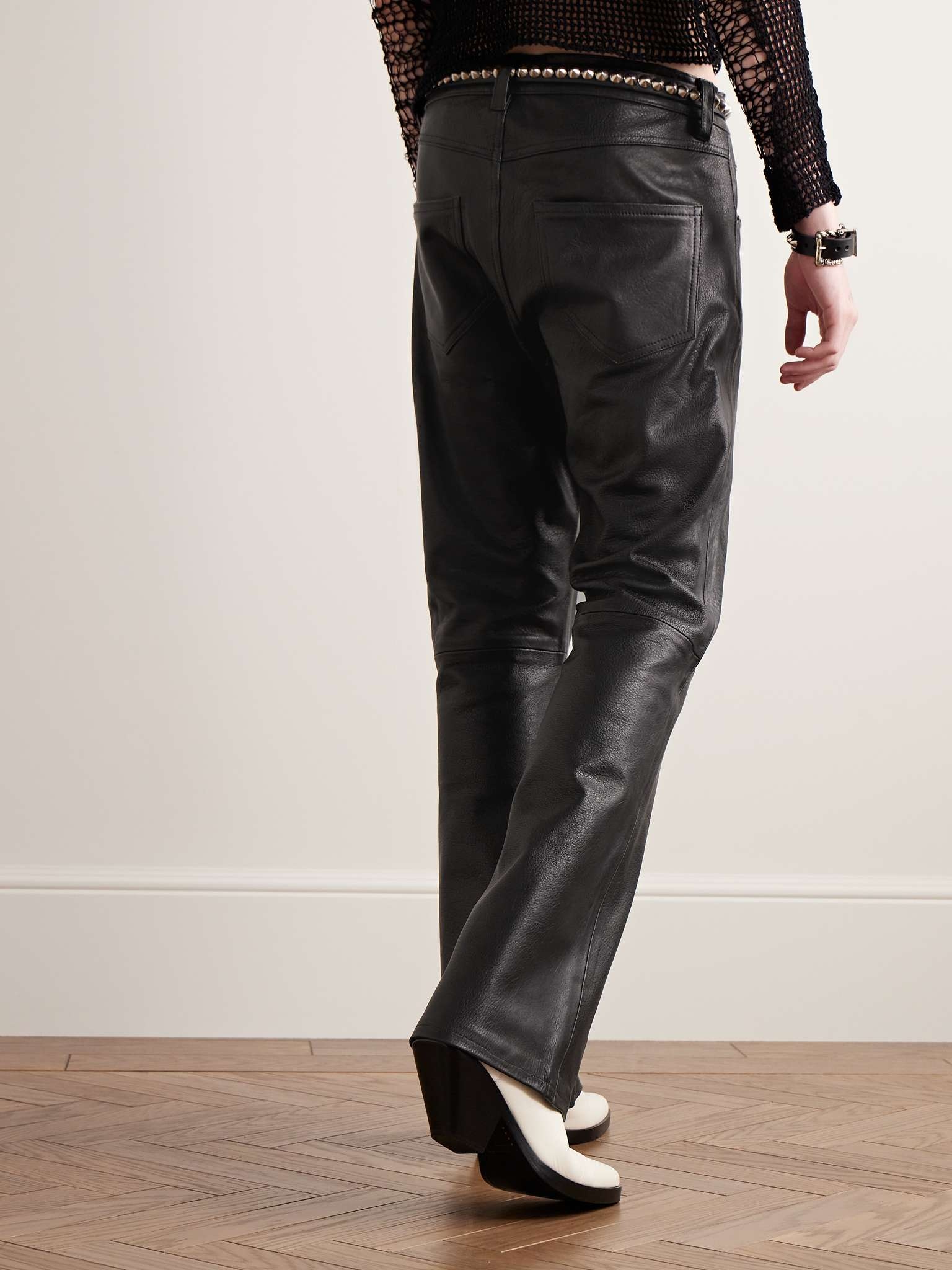 Straight-Leg Textured-Leather Trousers - 4