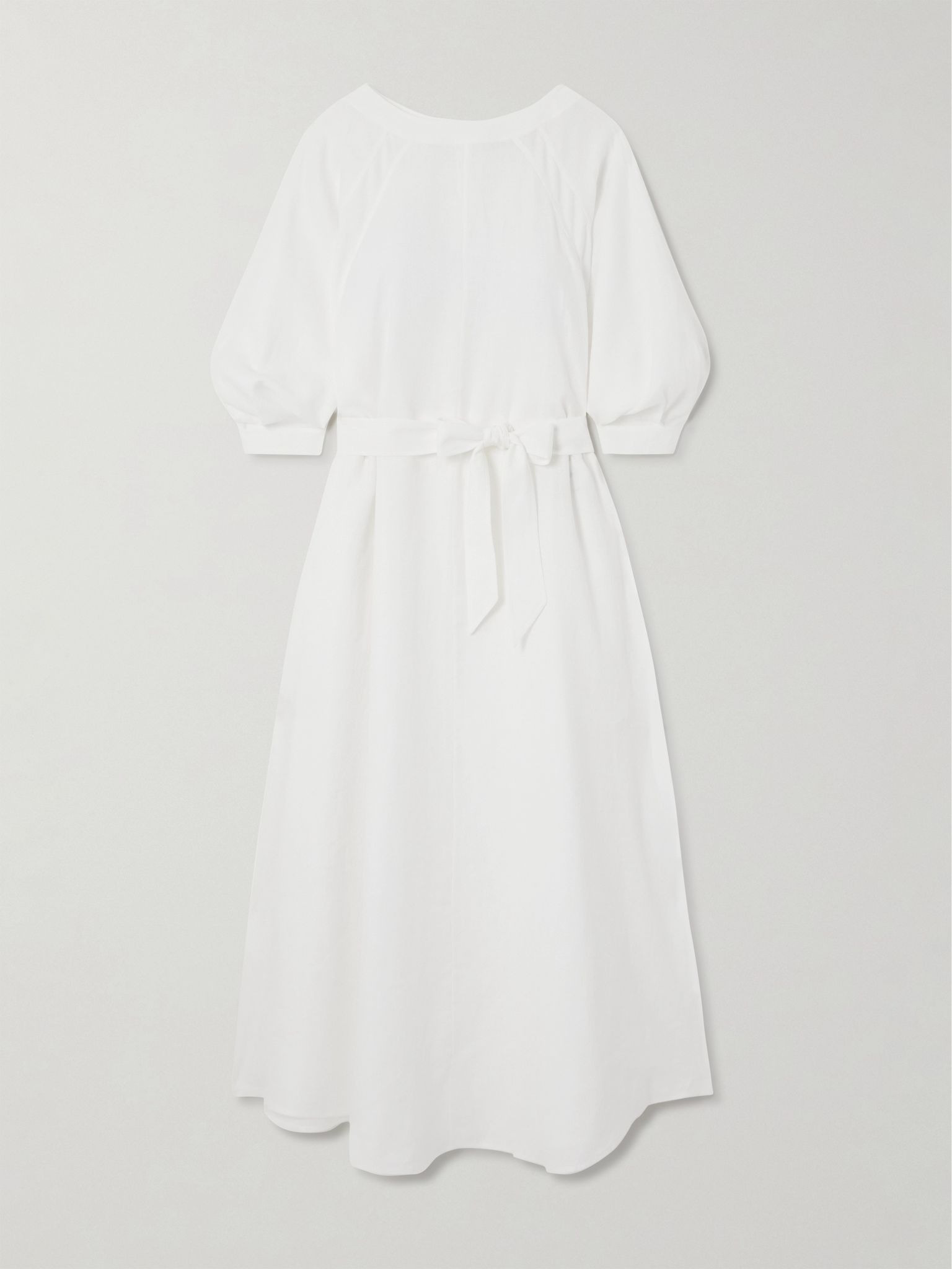 Belted linen dress Off-white - 1