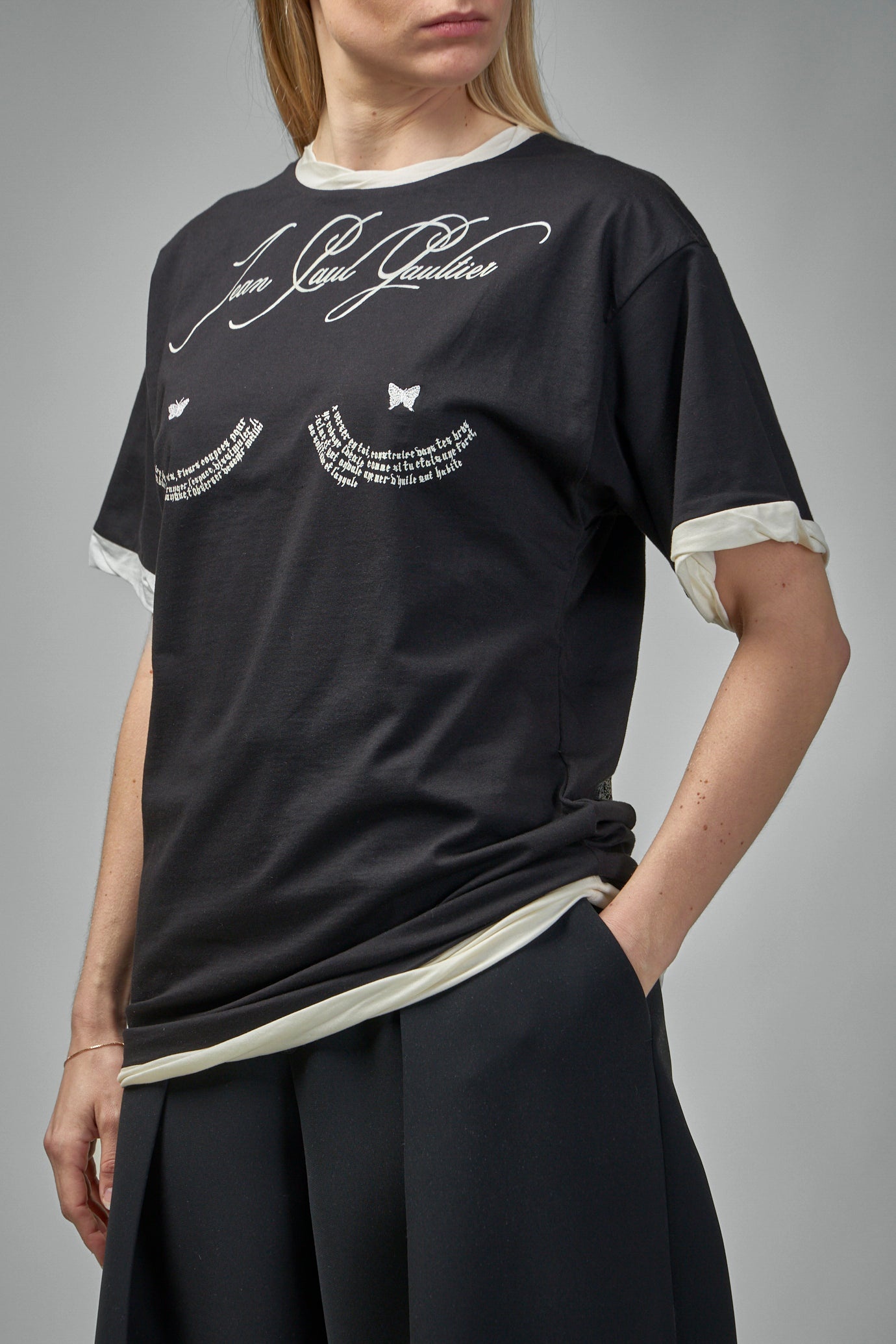 Cotton Asymetric T-Shirt Printed ''Tattoo" - 4