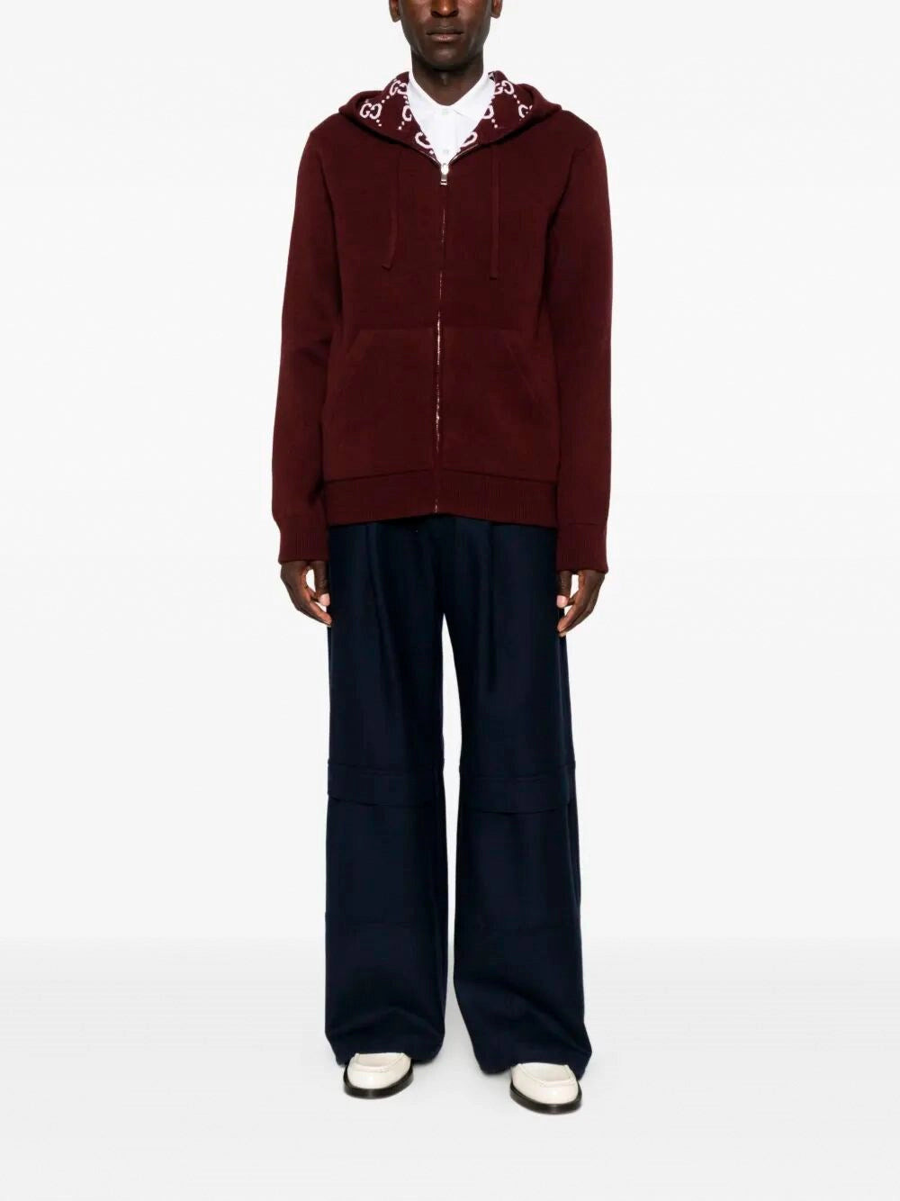 Gucci Men Reversible `Gg` Wool Hooded Zip Jacket - 2