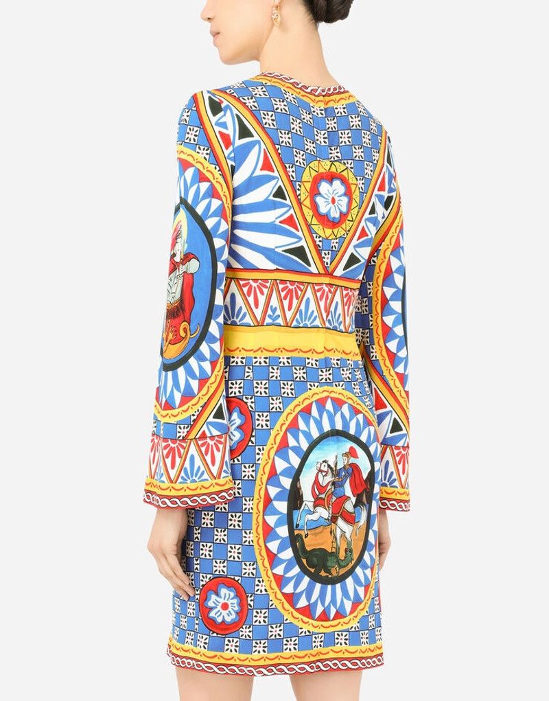 Short Carretto-print organzine dress 5