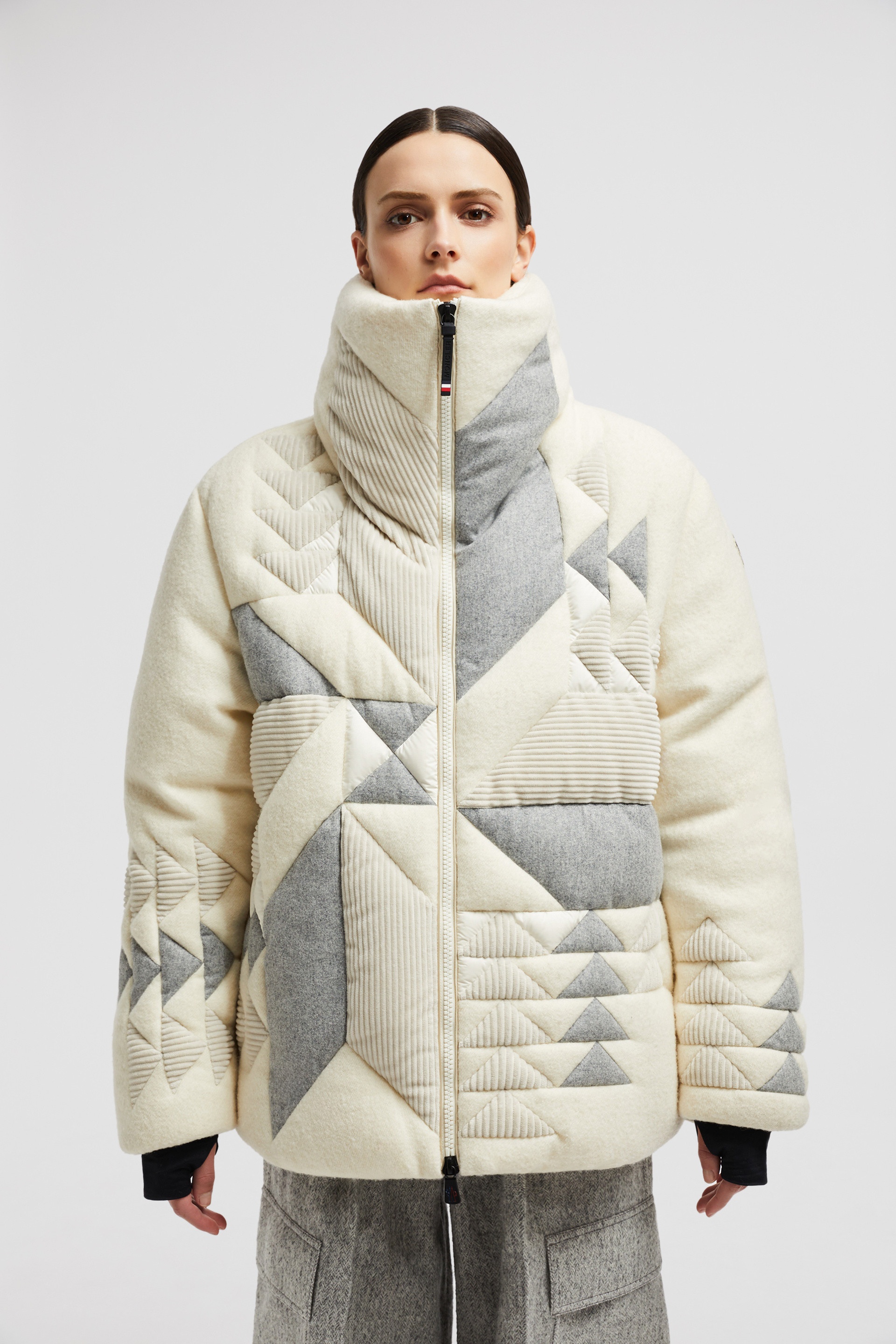 Leutasch Patchwork-Quilted Wool Short Down Jacket - 3