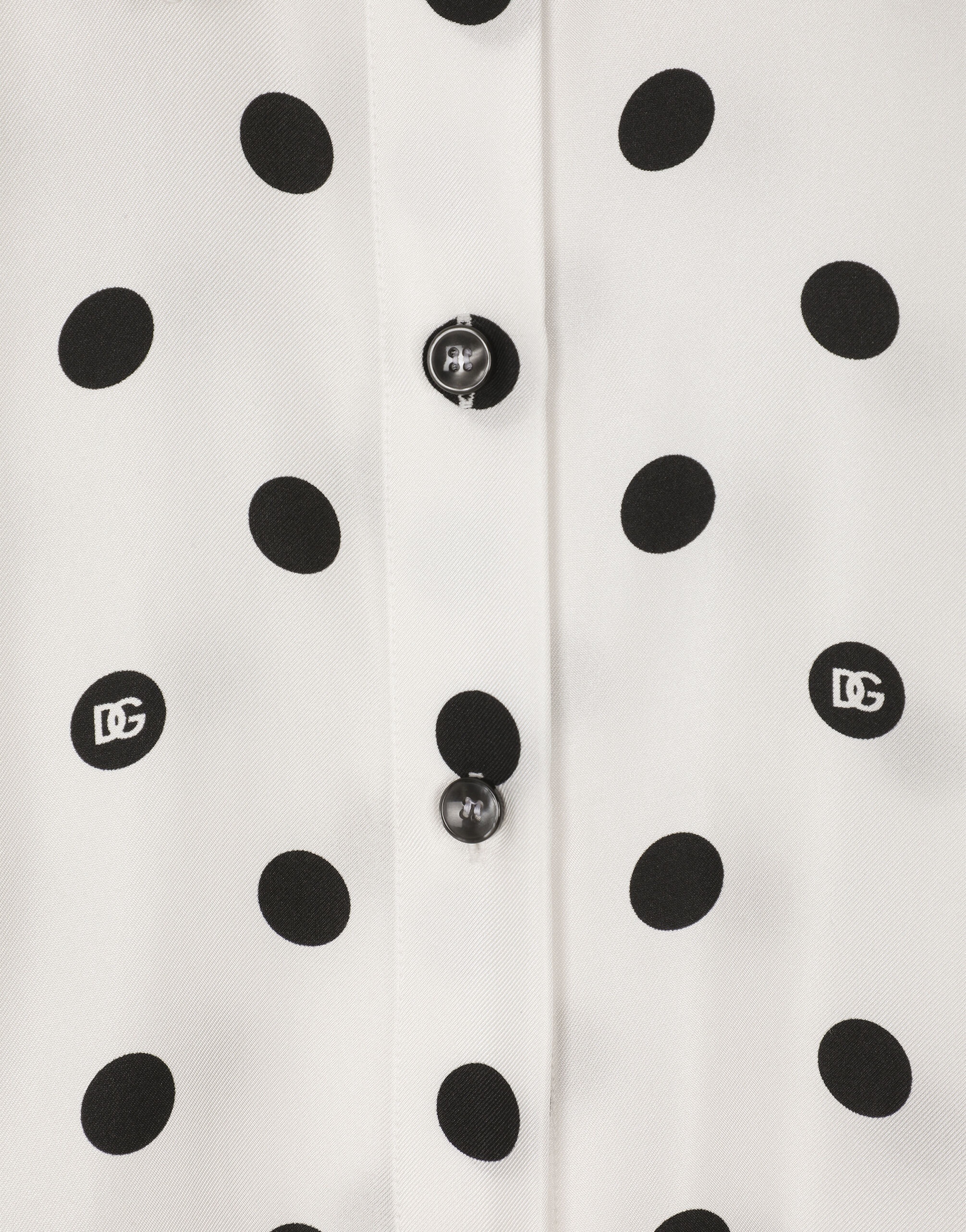 Silk twill shirt with polka-dot print - 4