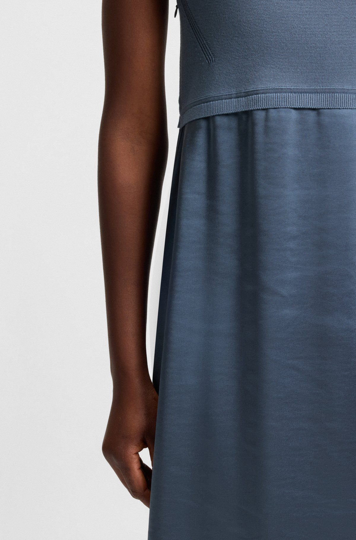 KNITTED DRESS WITH SATIN SKIRT - 6