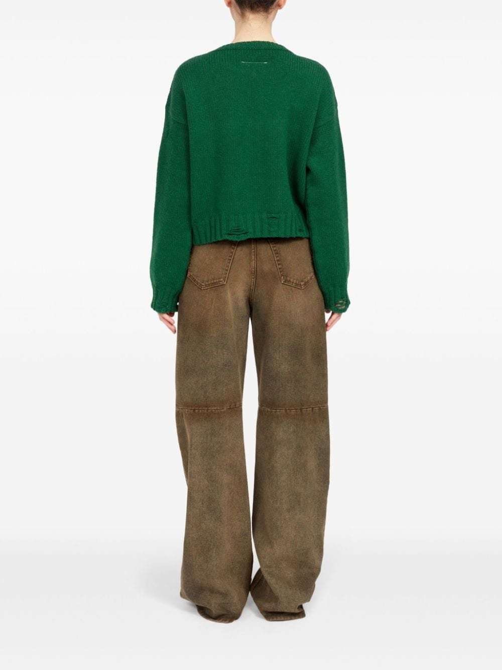 logo-intarsia distressed-effect jumper - 4