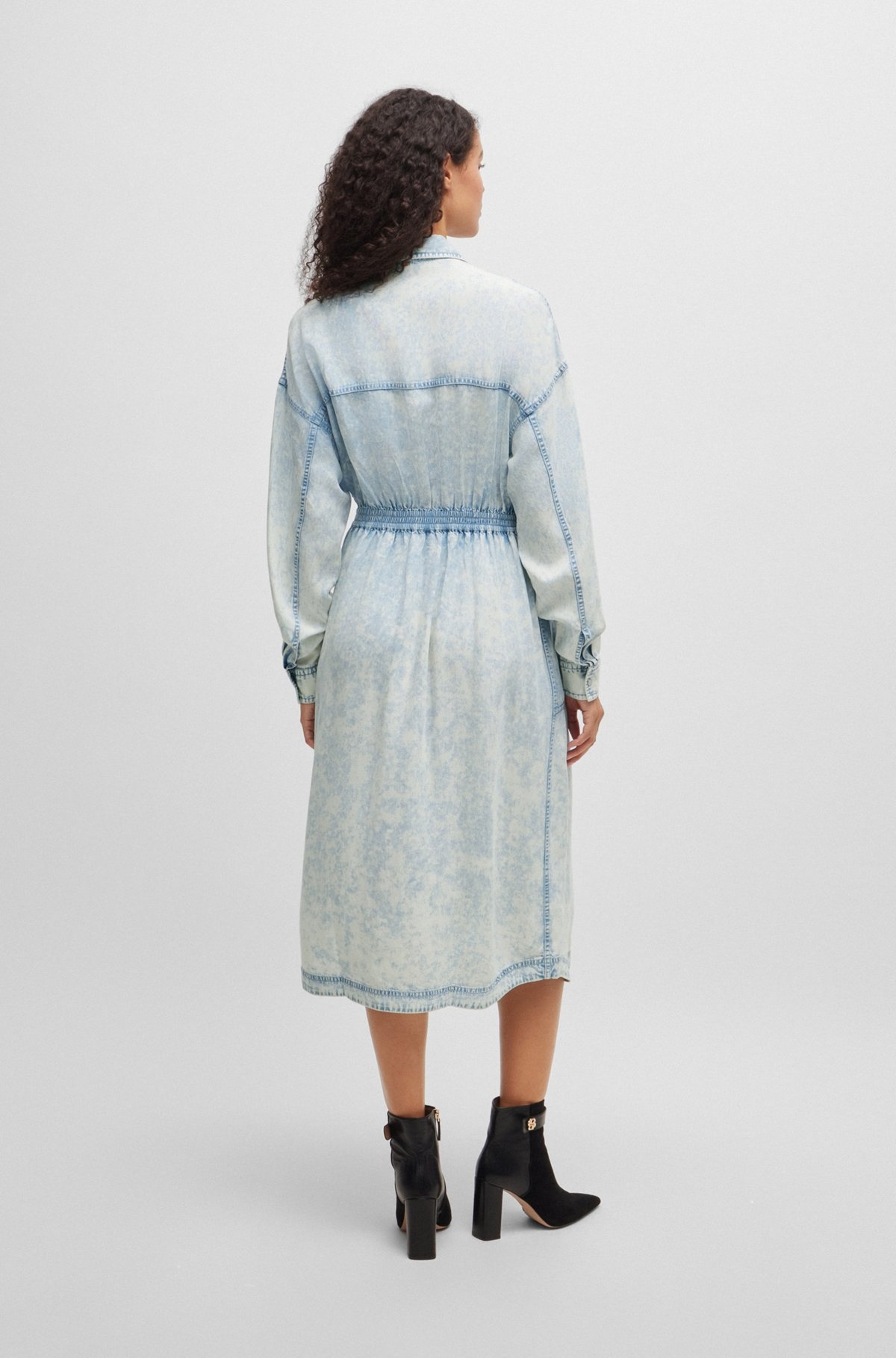 REGULAR-FIT SHIRT DRESS IN DENIM-EFFECT FABRIC - 4
