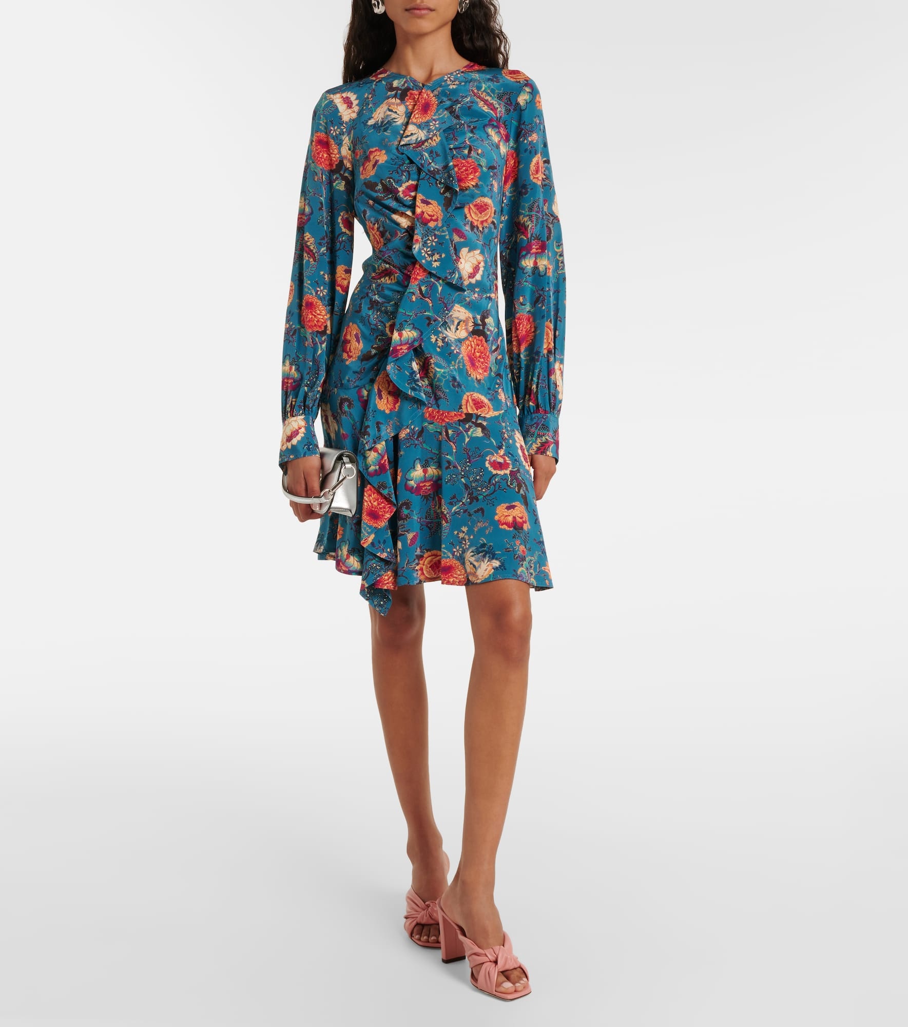 Salima ruffled floral silk minidress - 2