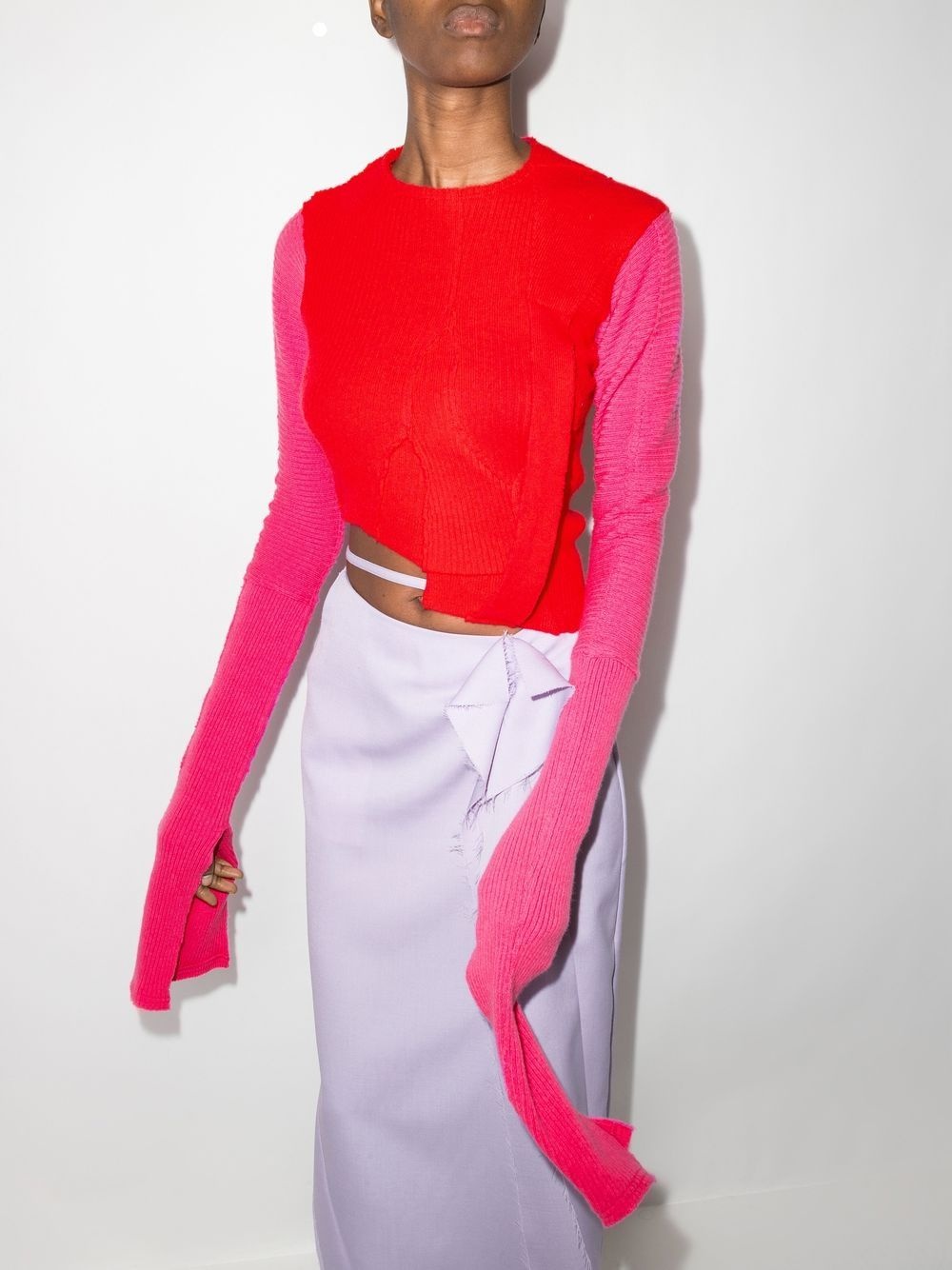 asymmetric ribbed-knit jumper - 2