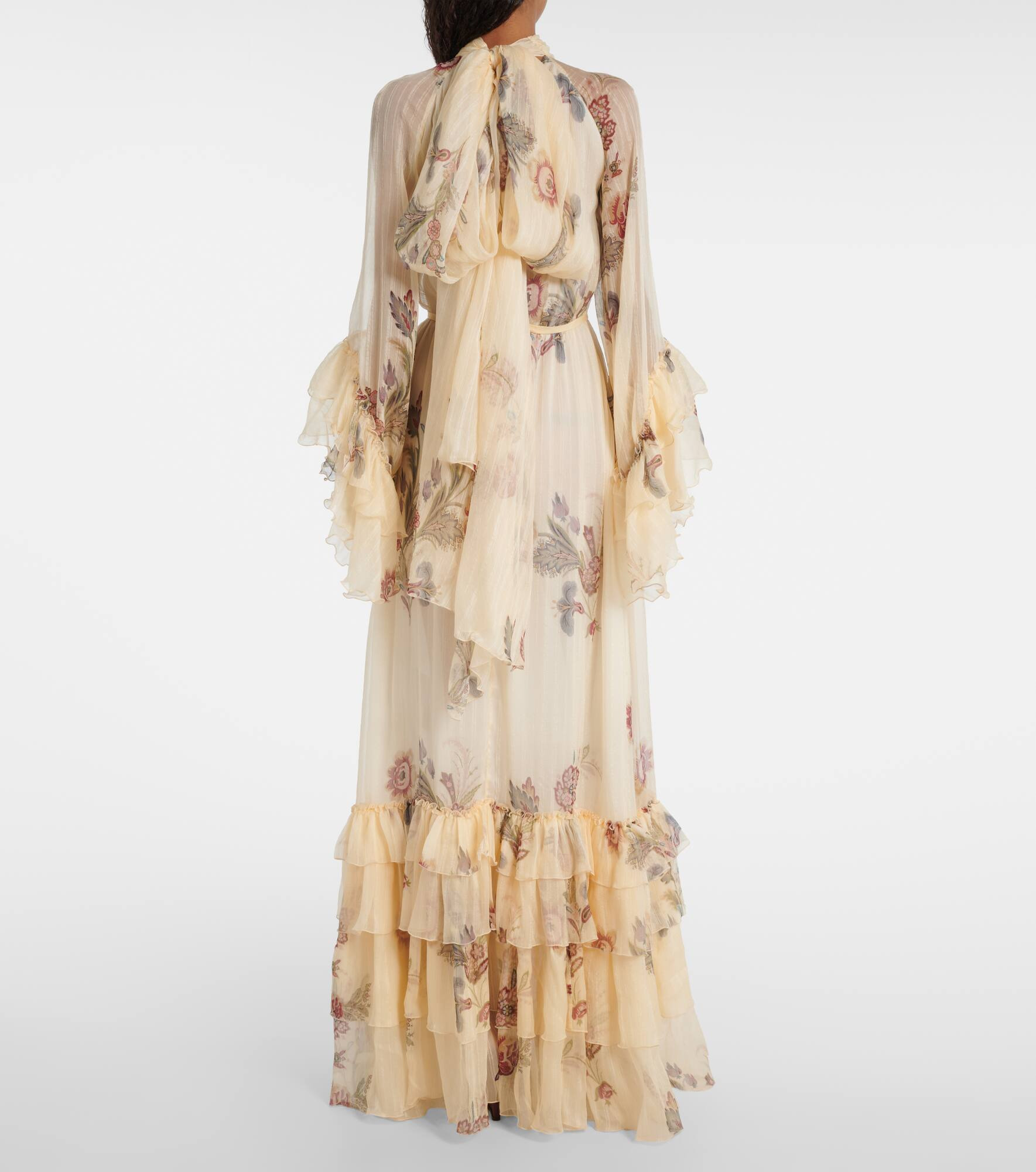 Floral silk crepon gown - 3