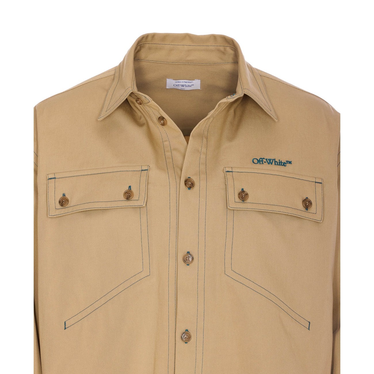 Off White Men Stitch Logo Military Overshirt - 4