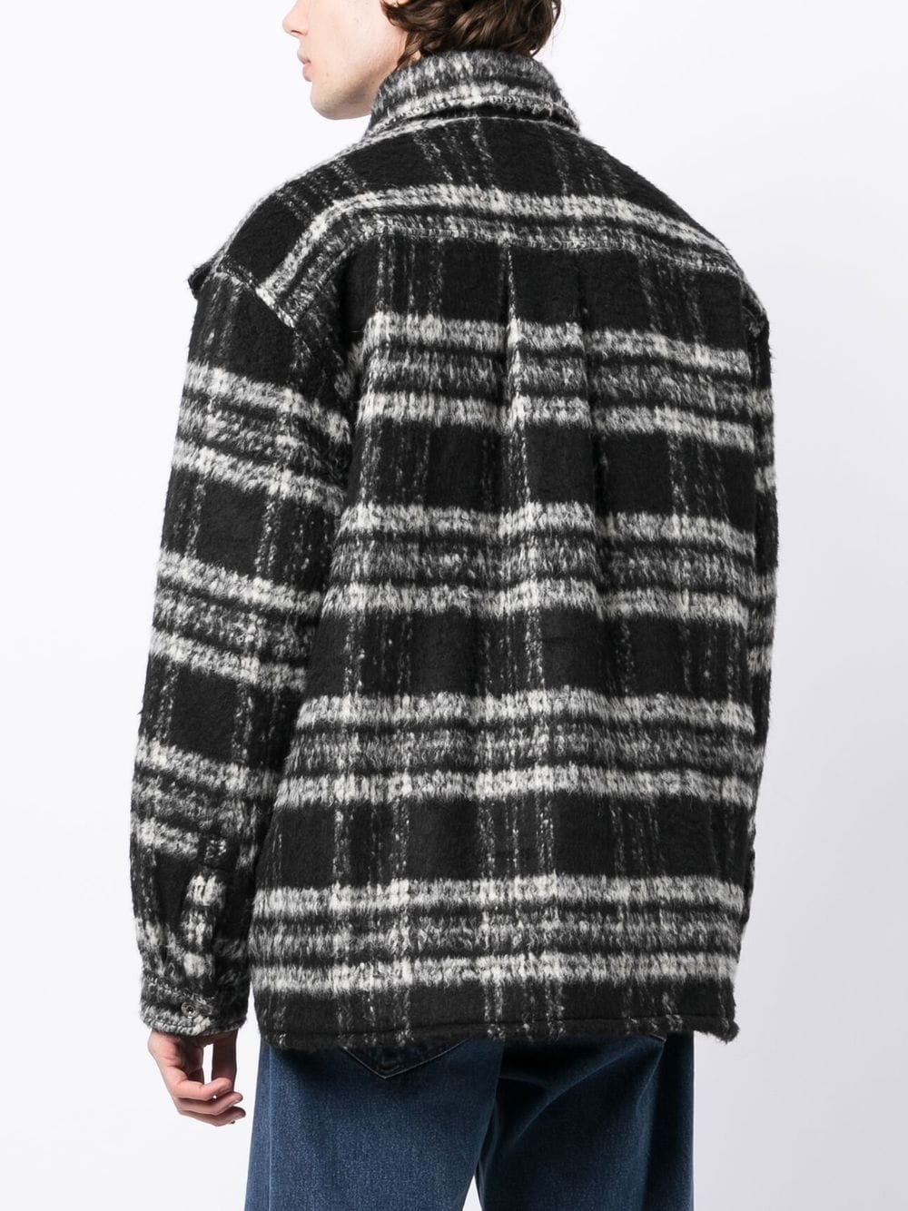 textured stripe-pattern shirt jacket - 4