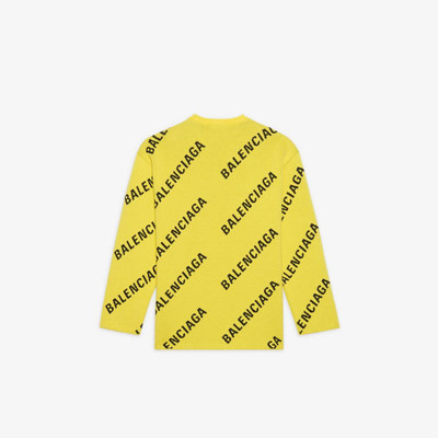 BALENCIAGA Men's Allover Logo Crewneck in Yellow/black outlook