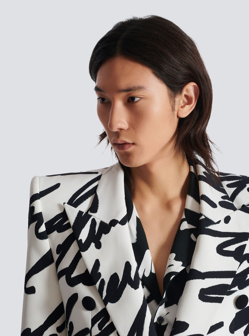 Crepe jacket with "Love Letter" print 7