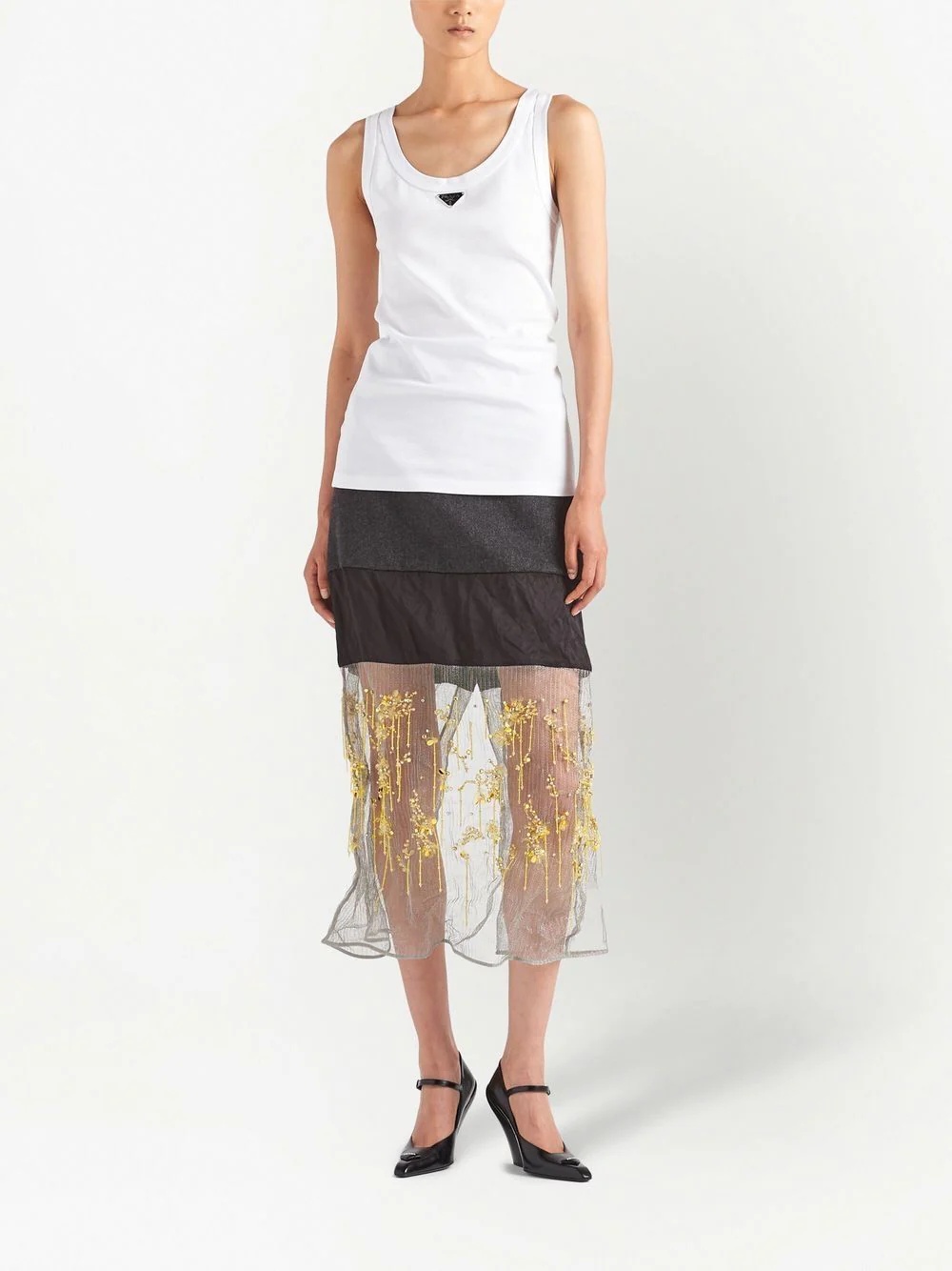 floral-embroidered midi skirt - 2