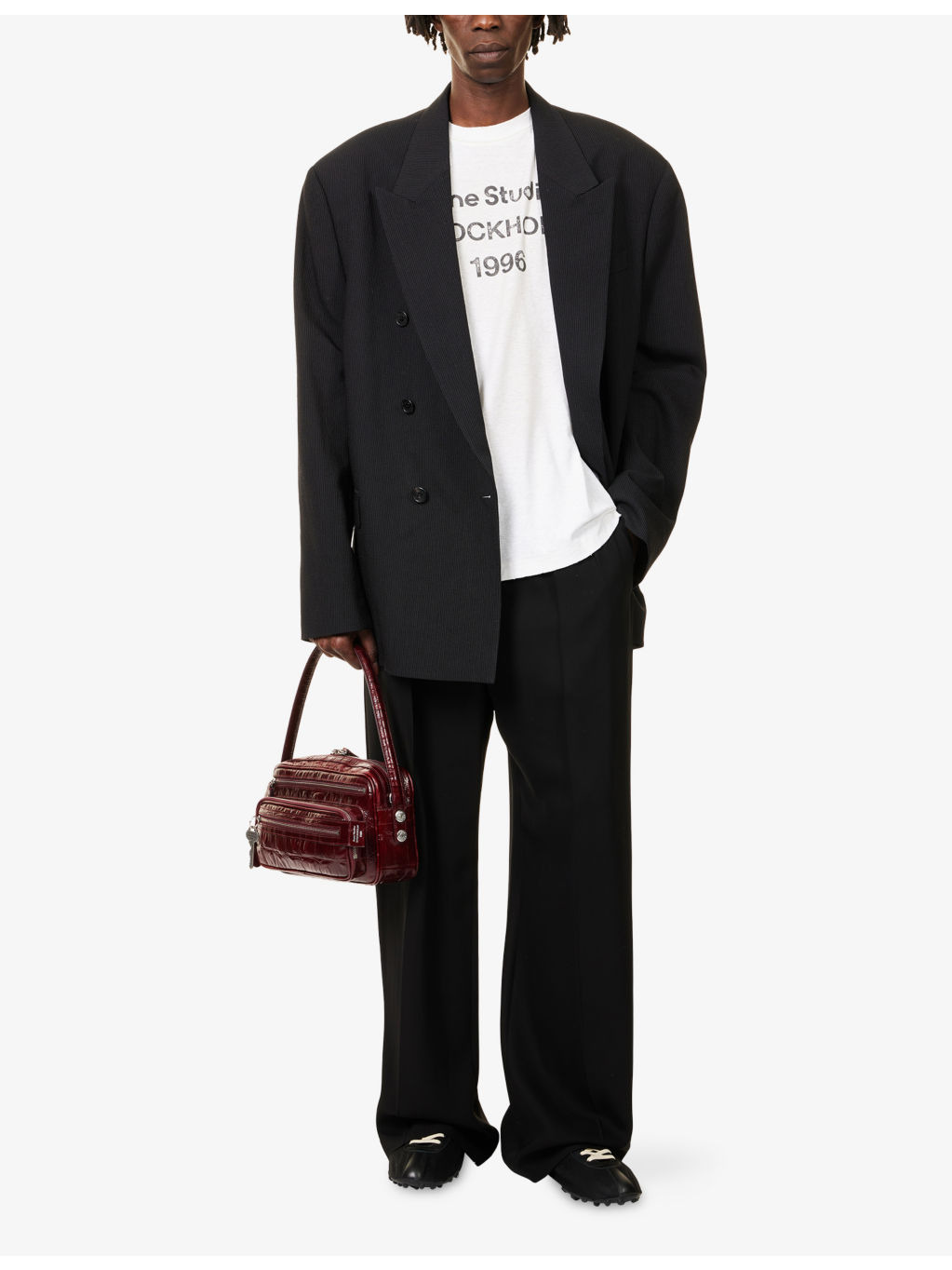 Oversized Pinstriped Cotton-Wool Blend Jacket - 2