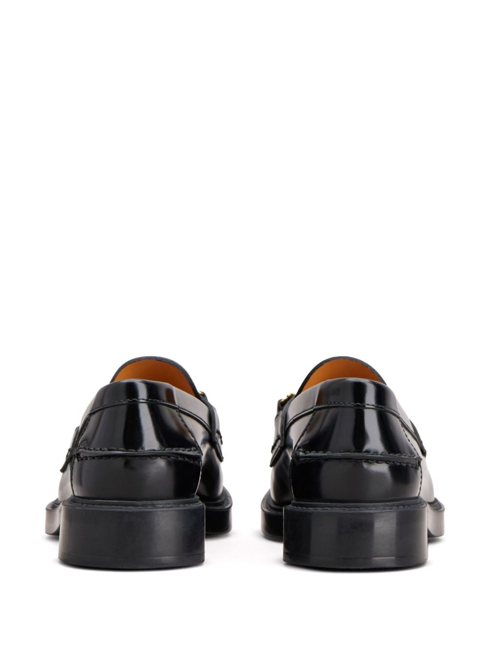 logo-plaque leather loafers - 3