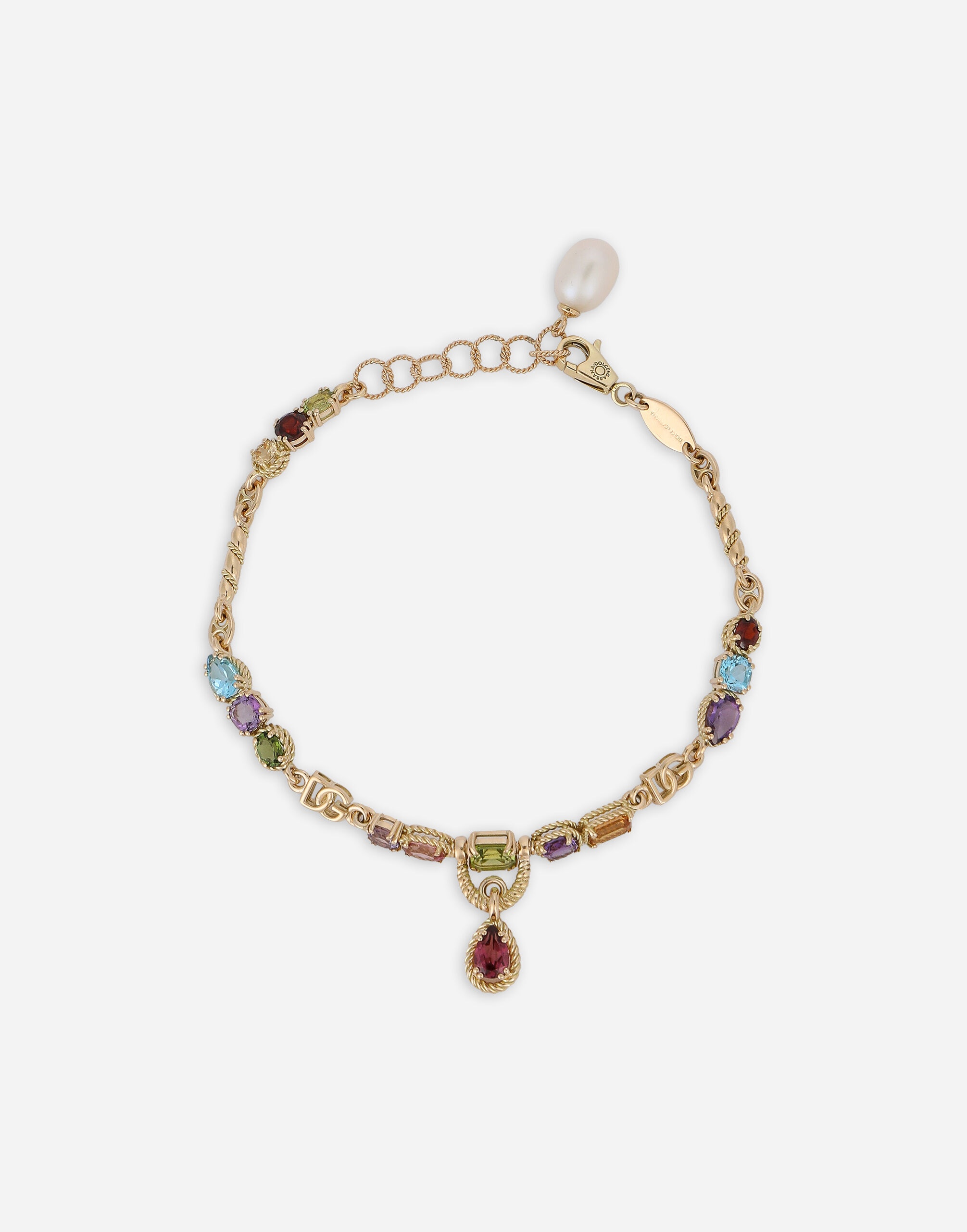 18kt yellow gold bracelet with mutlicolored fine gemstones - 1