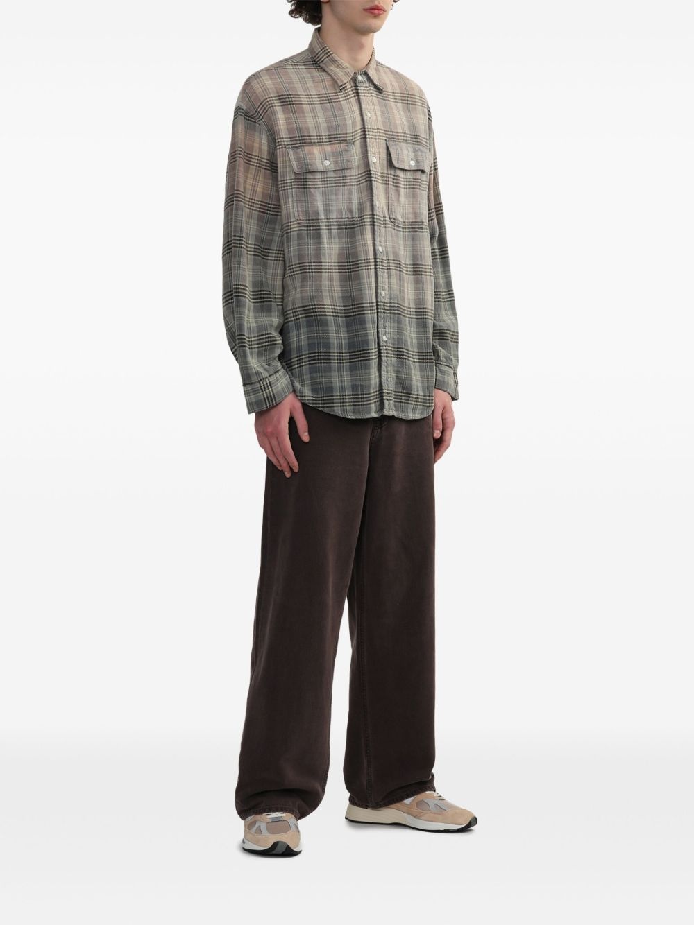 gradient-check cotton shirt - 2