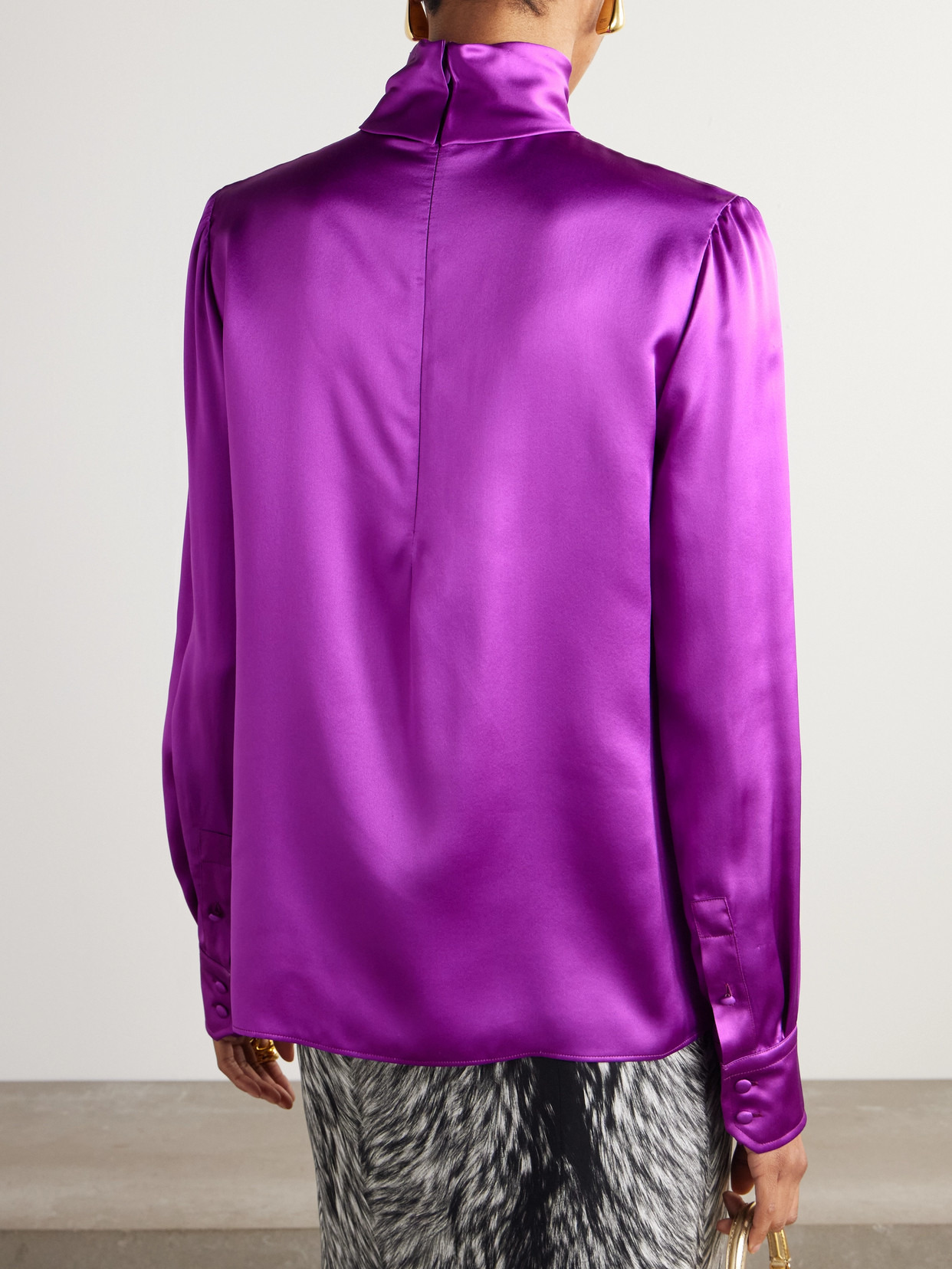 Silk-satin Turtleneck Blouse - 3
