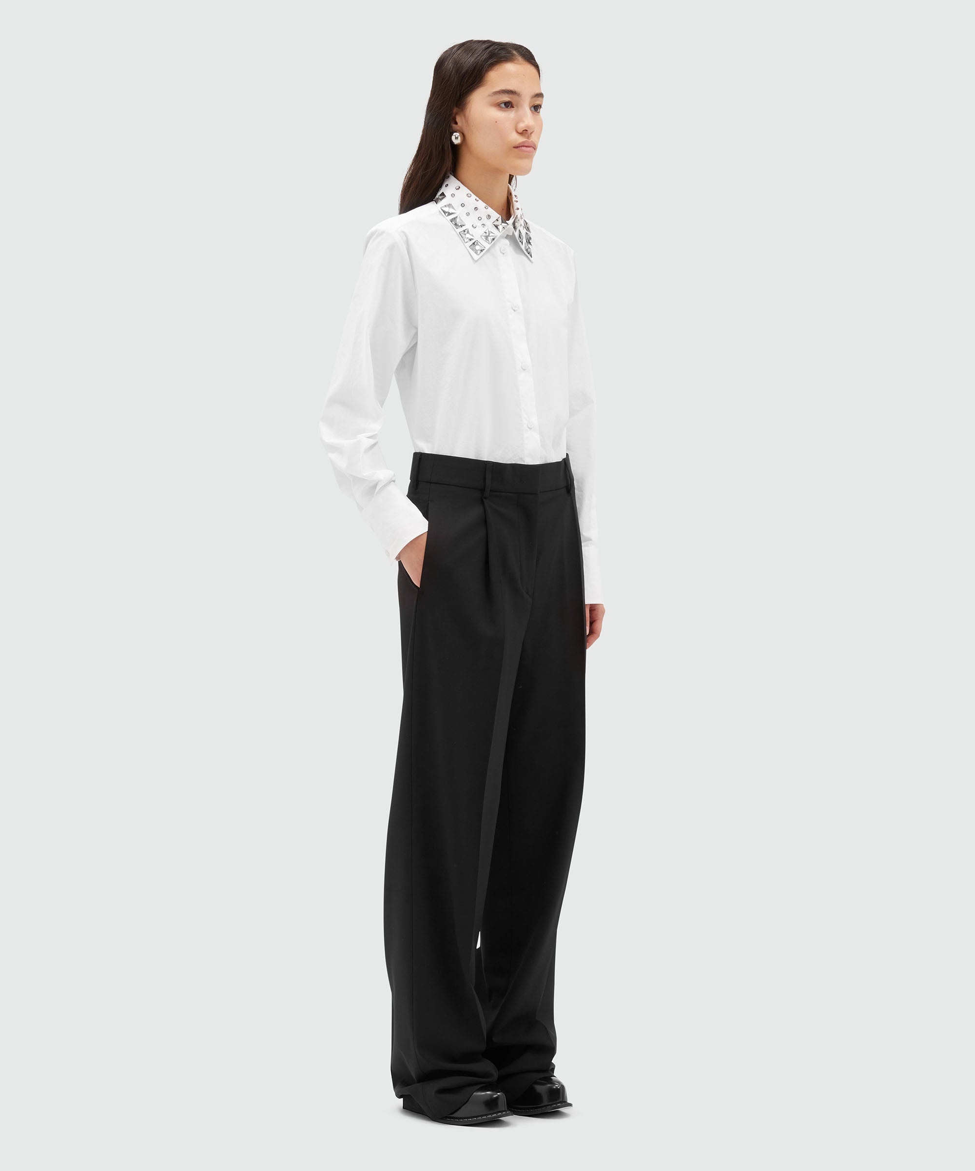 Poplin shirt with removable collar - 4