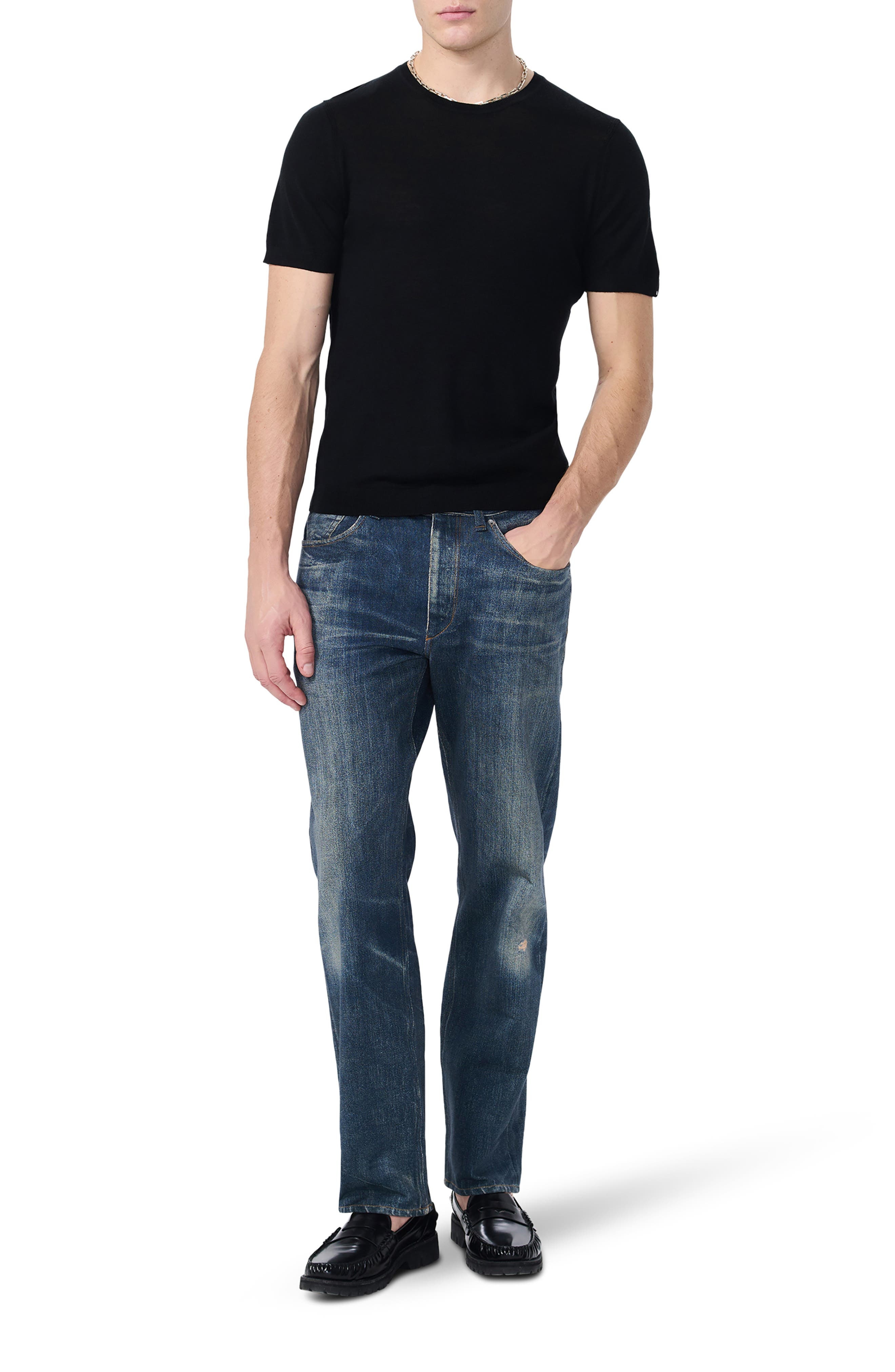 rag & bone Aulton Wool Blend T-Shirt in Black at Nordstrom - 7