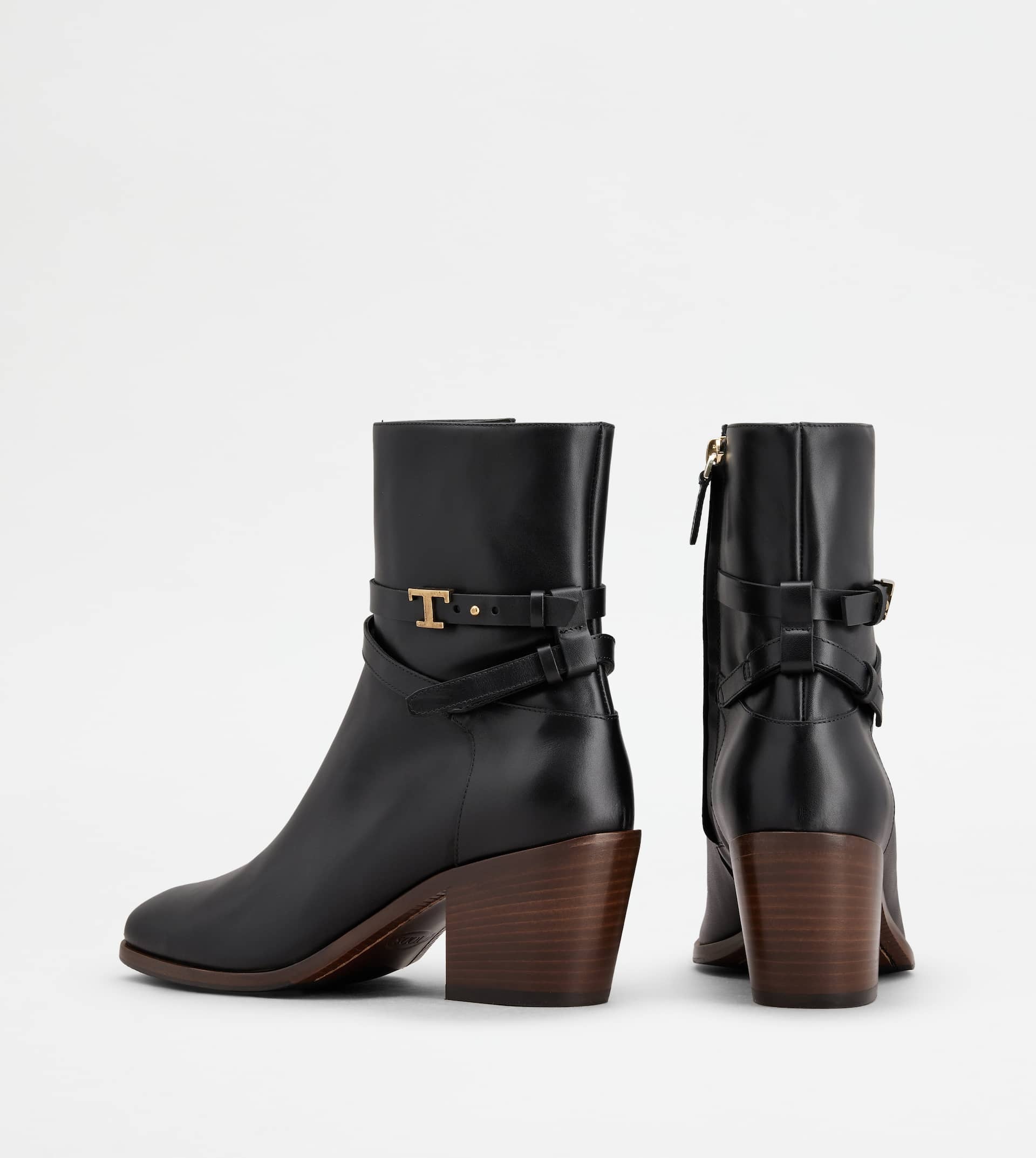 ANKLE BOOTS IN LEATHER - BLACK - 2
