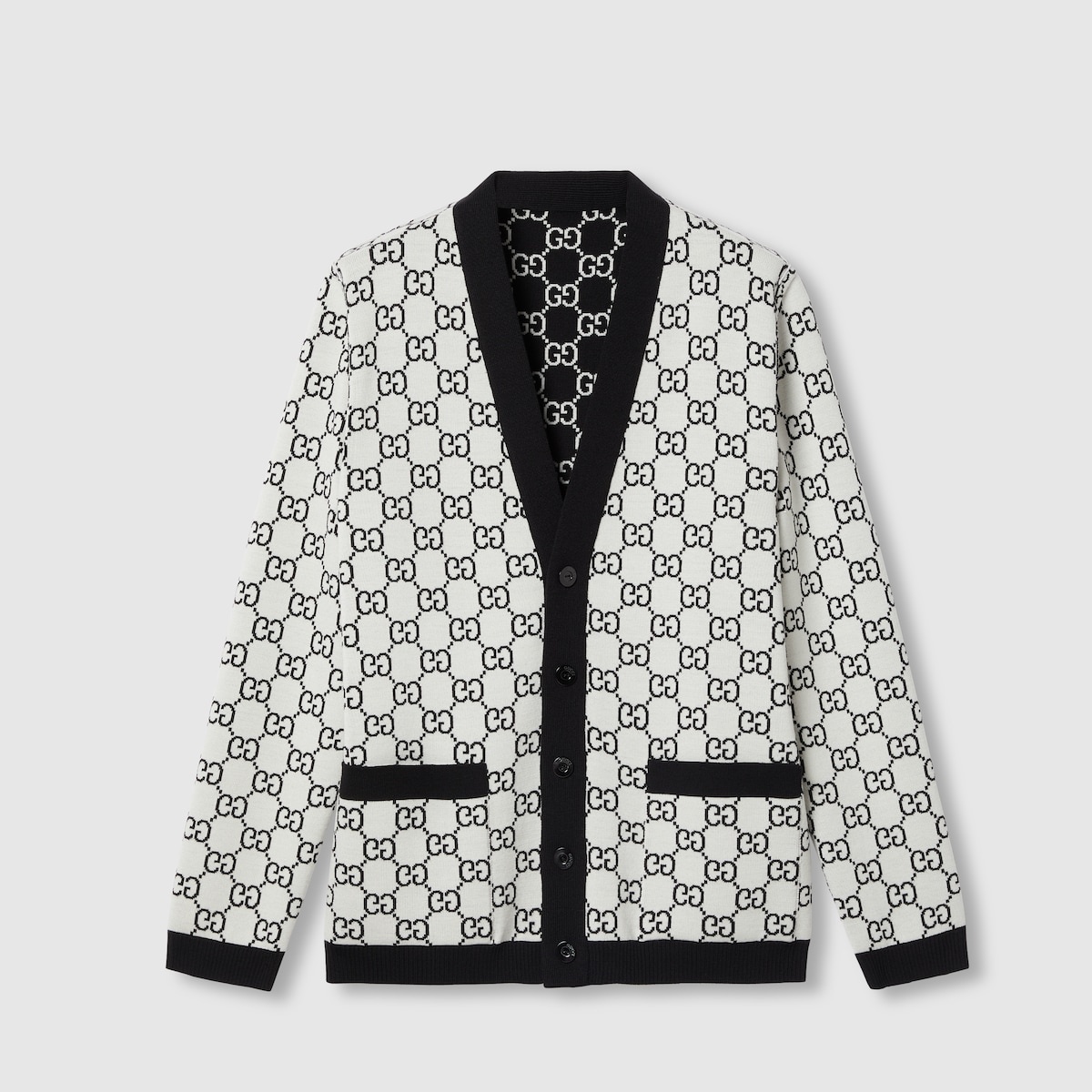 Reversible GG wool jacquard cardigan - 1