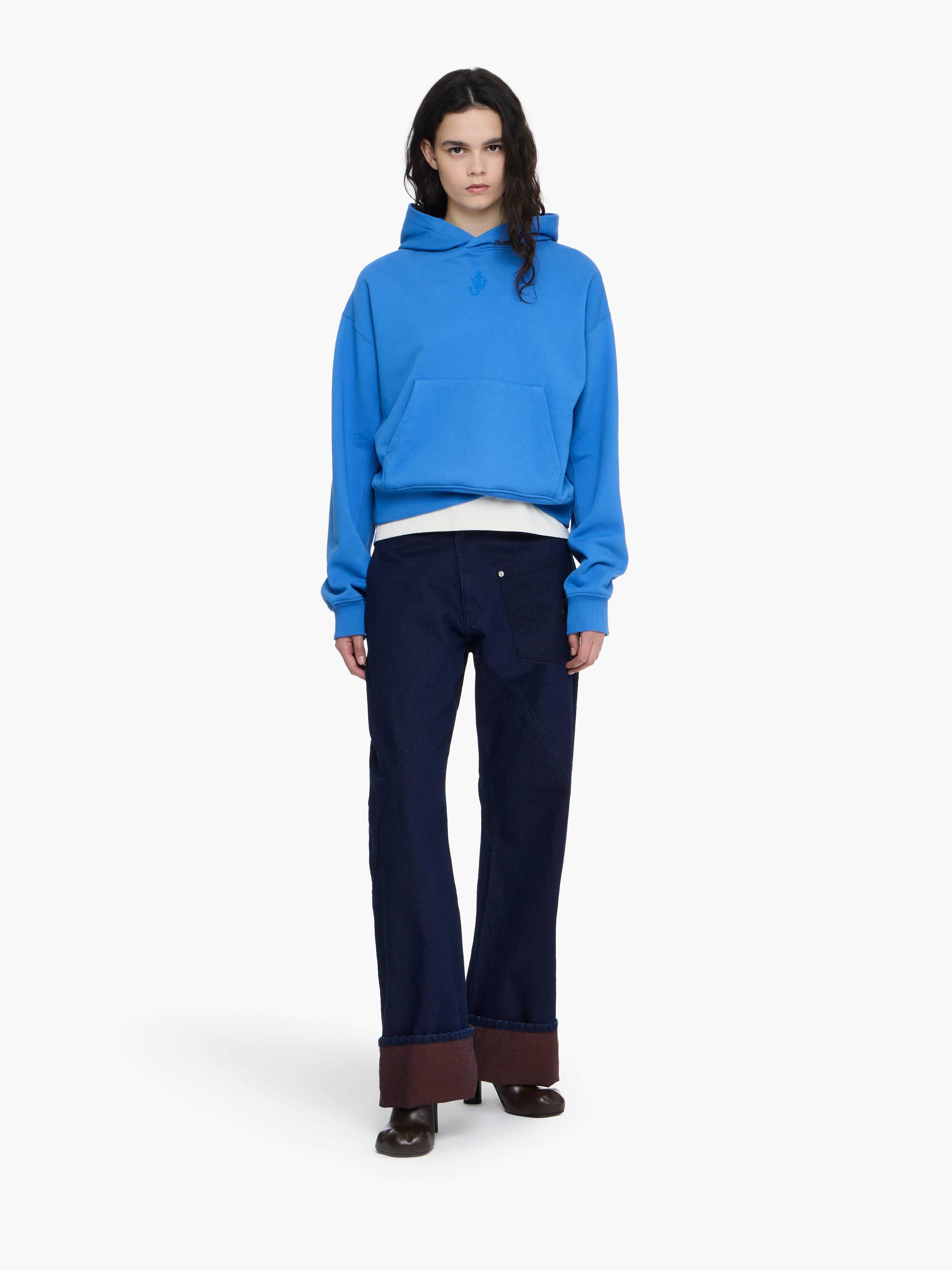 ANCHOR EMBROIDERY CROPPED HOODIE - 2
