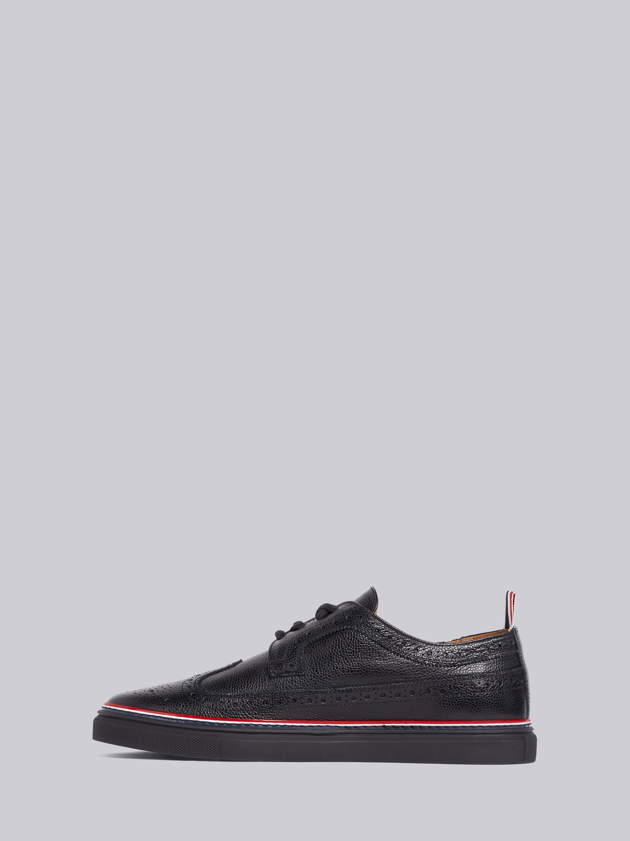 Black Pebbled Brogue Sneaker - 3