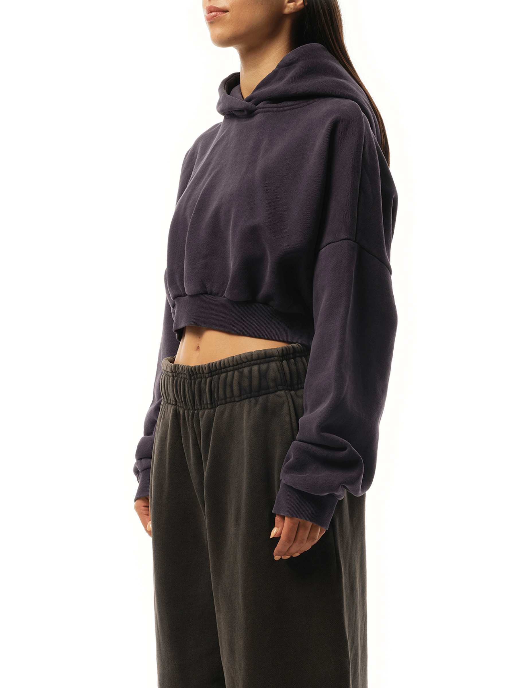 Cropped Heavy Hood in Ink - 5