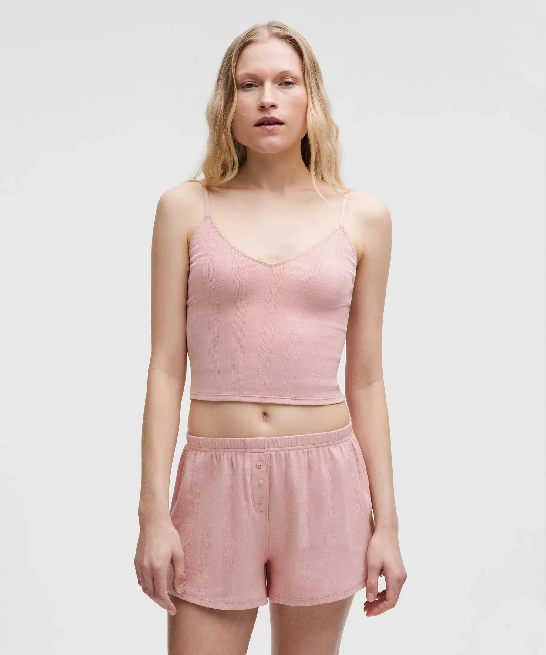 Cotton Pointelle Cropped Cami Tank Top - 1