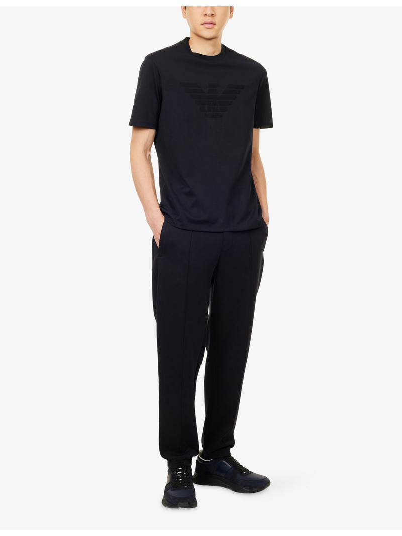 EMPORIO ARMANI Embossed-Eagle Relaxed-Fit Cotton-Jersey T-Shirt outlook
