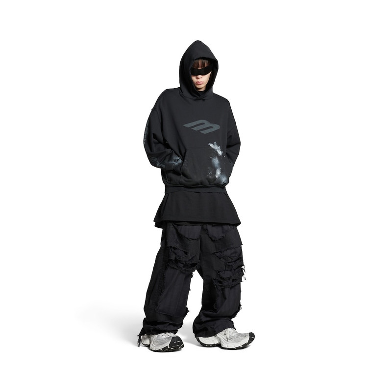 BALENCIAGA 3b Stencil Hoodie Medium Fit in Black outlook