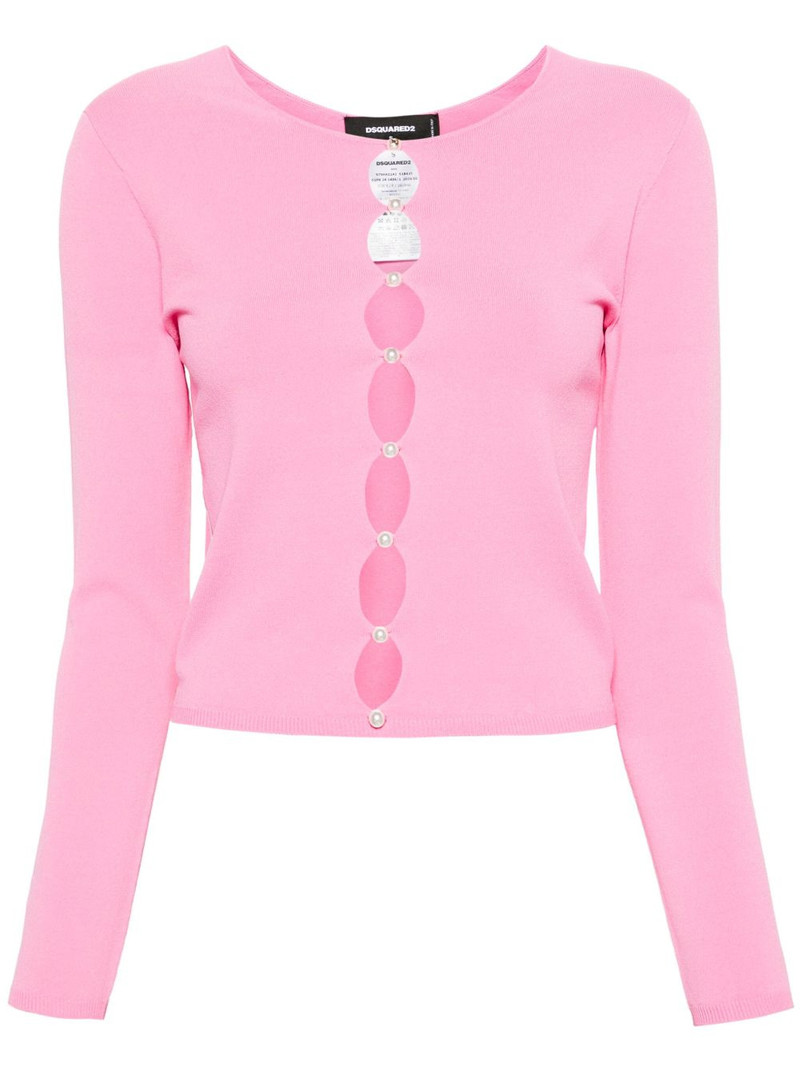 faux-pearl cut-out cardigan 1